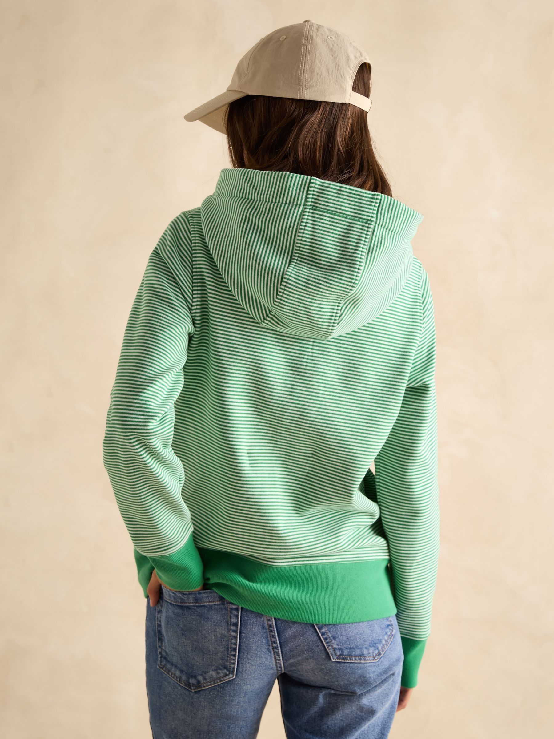 Rushton Green Stripe Cotton Cowl Neck Hoodie - Image 2 of 8
