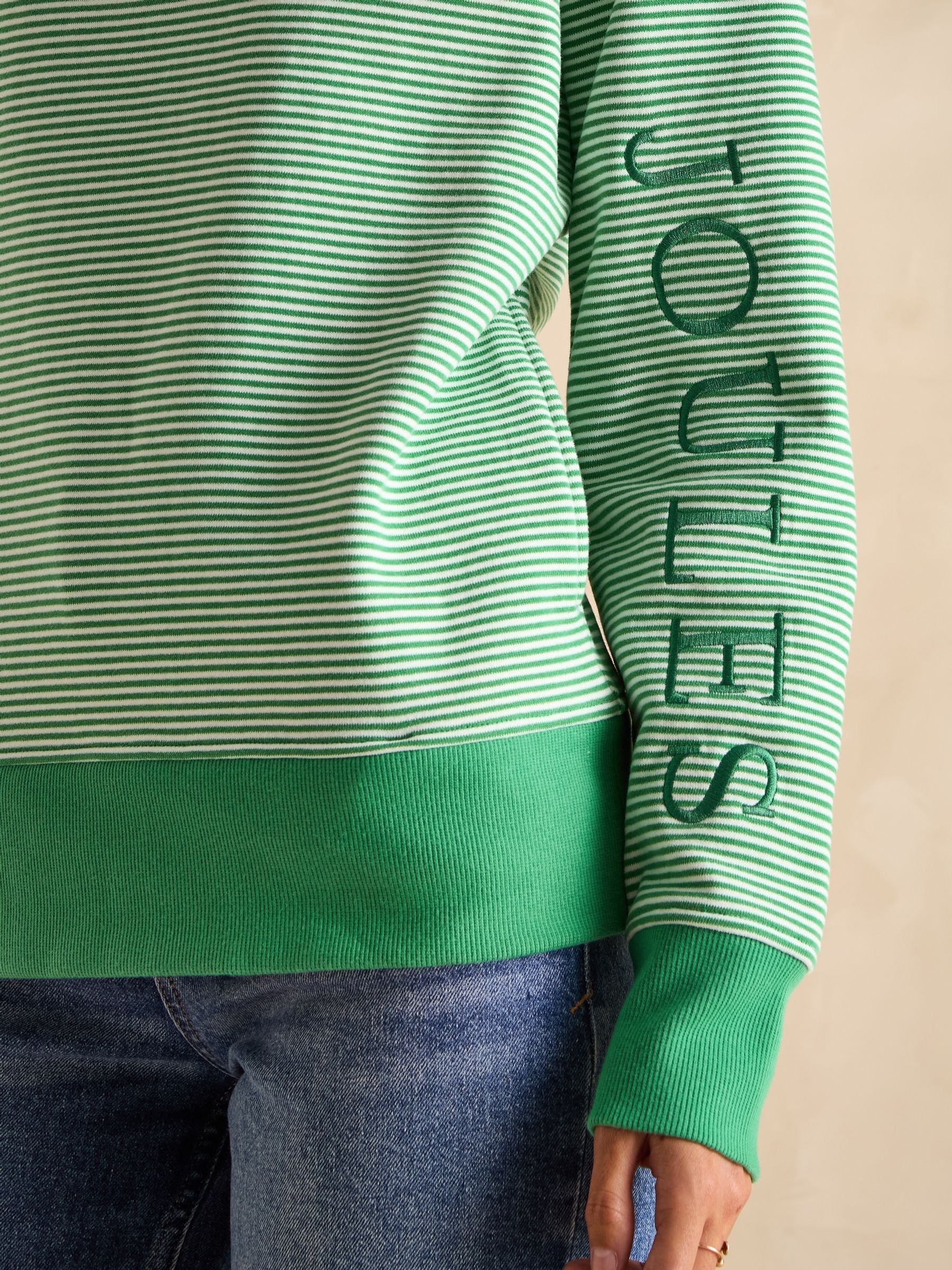 Rushton Green Stripe Cotton Cowl Neck Hoodie - Image 4 of 8