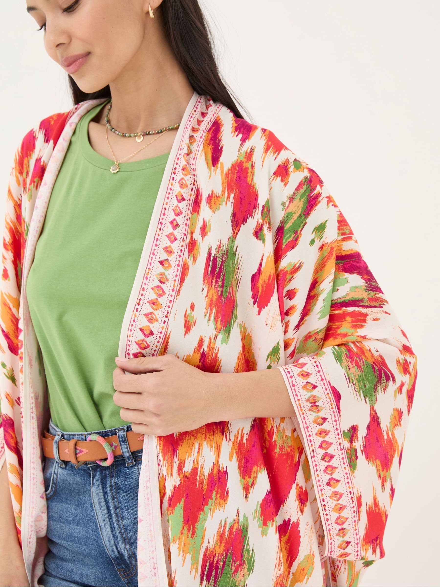 Orange Paradise Ikat Short Kimono - Image 3 of 4