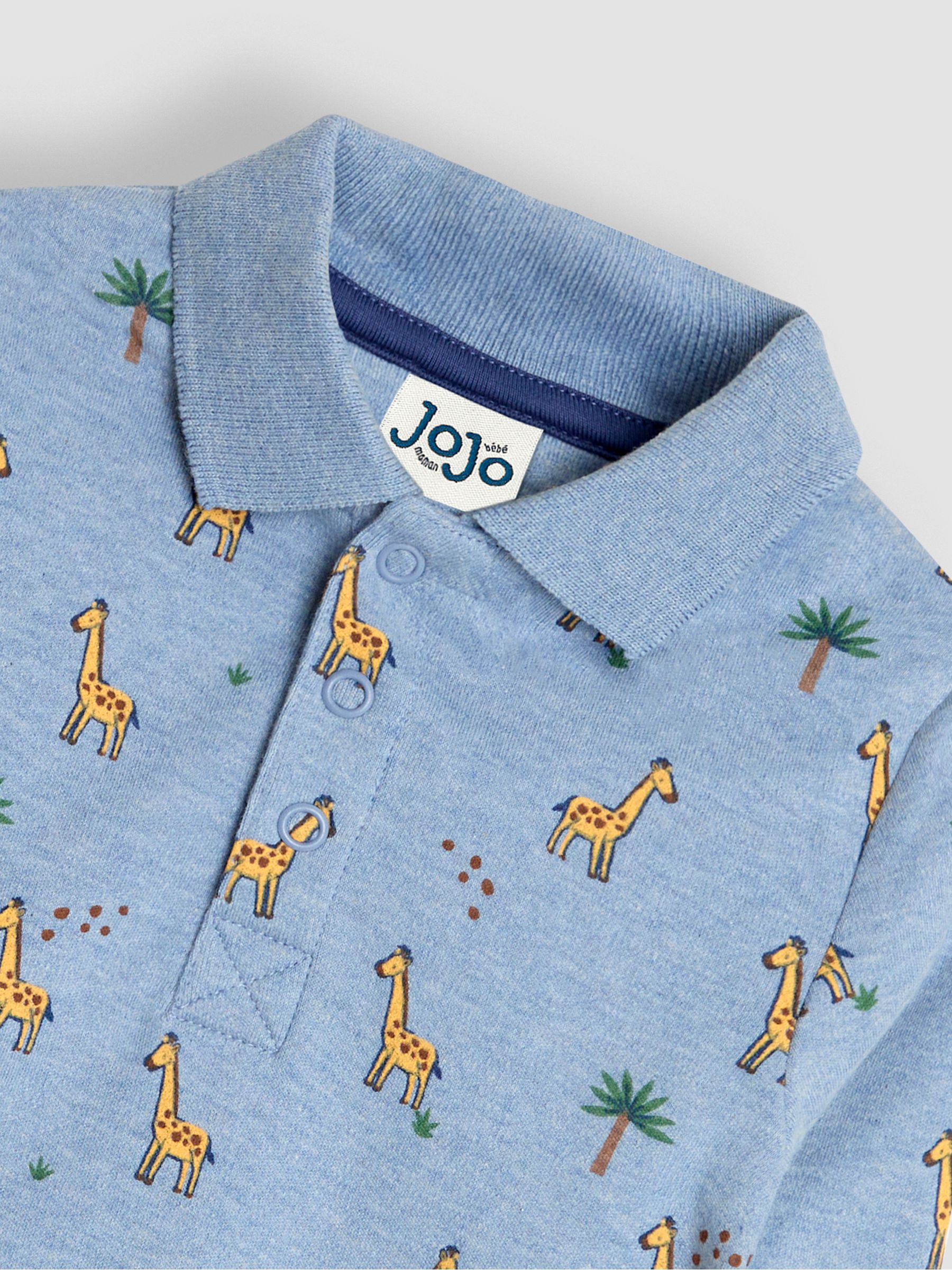 Denim Blue Giraffe Printed Polo Shirt Bodysuit - Image 3 of 3