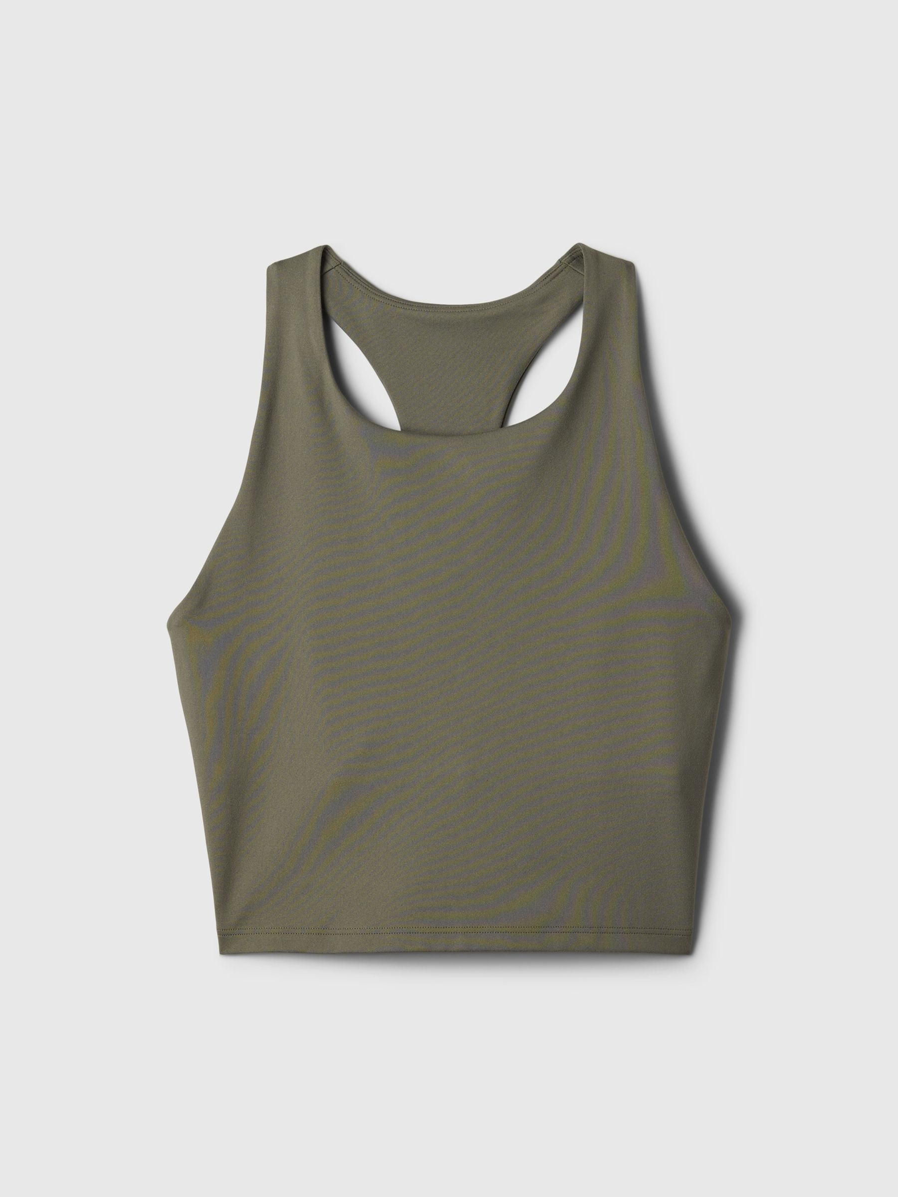 Khaki Green High Neck Cropped Racerback Bra - Image 5 of 5