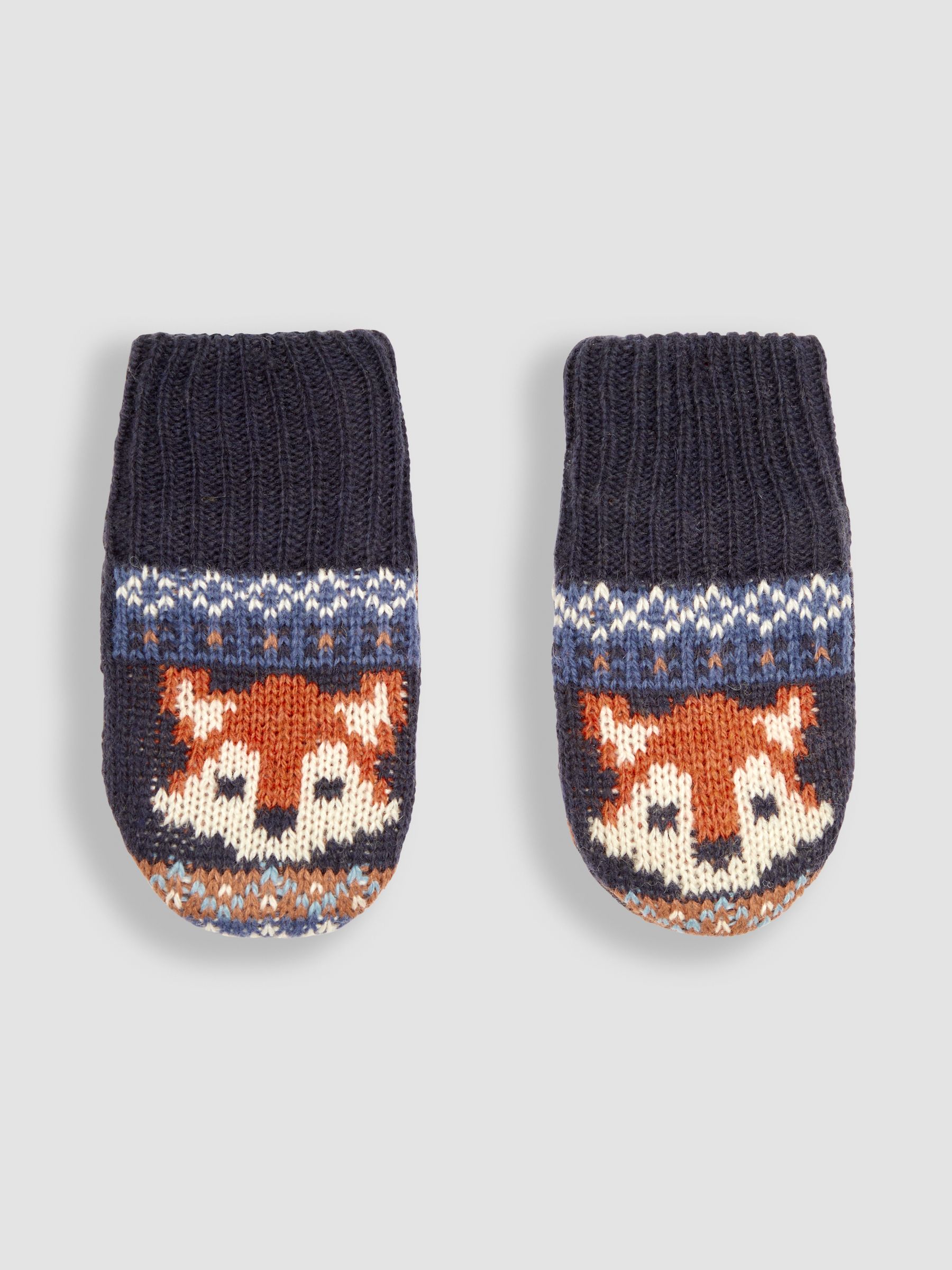 Navy Fair Isle Pattern Mittens - Image 1 of 3
