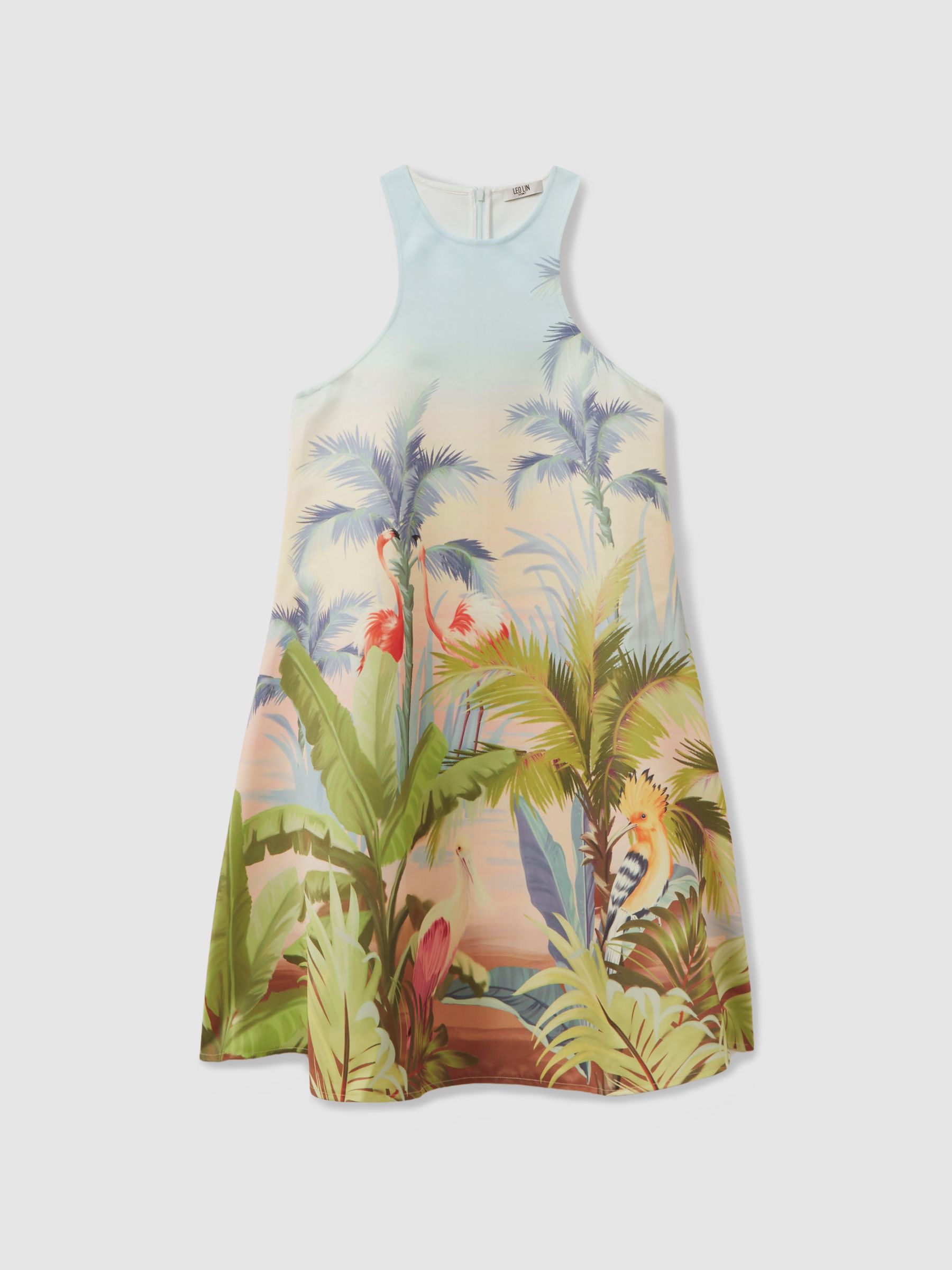 Leo Lin Printed A-Line Mini Dress in Blue Print - Image 1 of 5