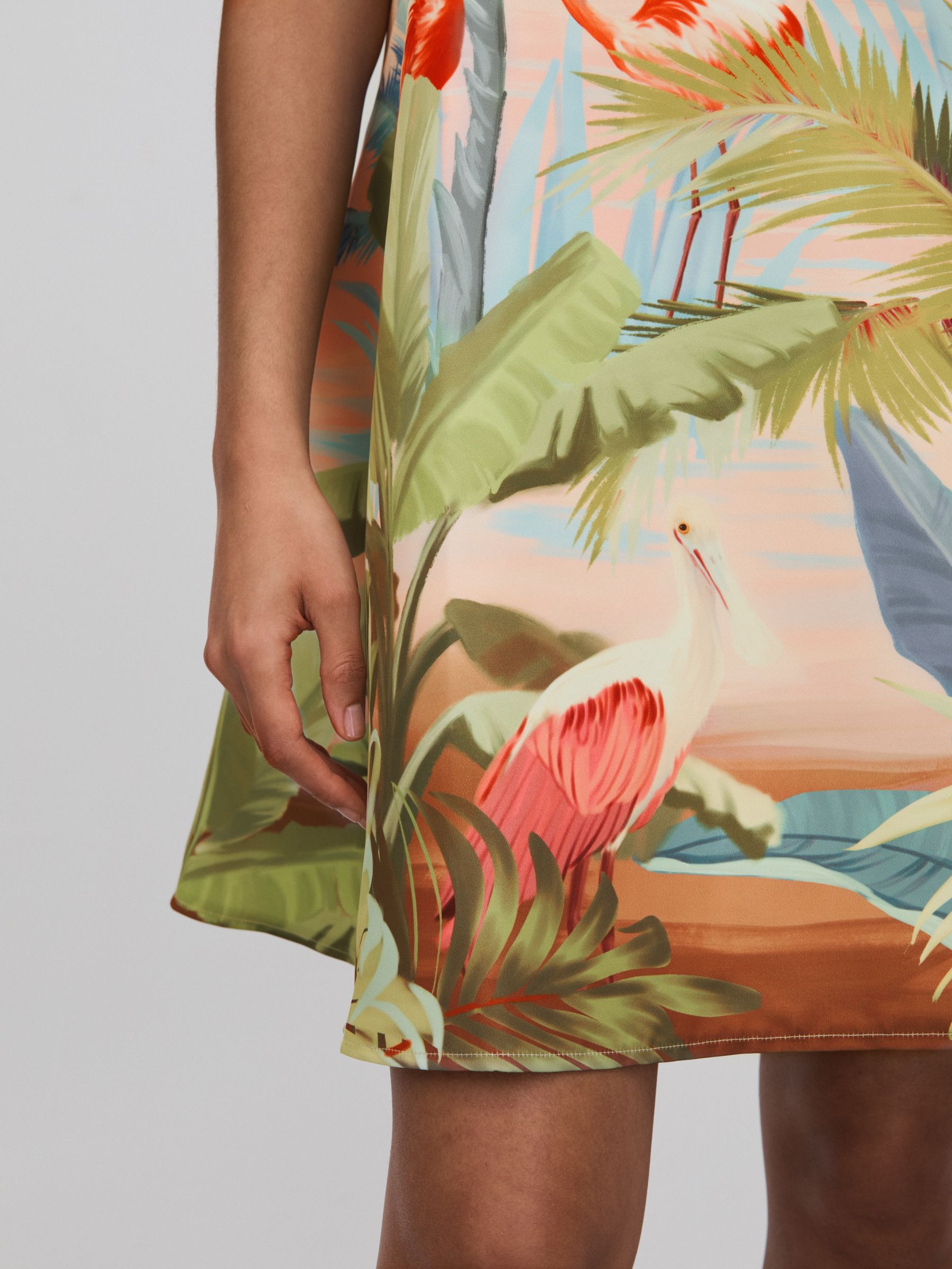 Leo Lin Printed A-Line Mini Dress in Blue Print - Image 3 of 5
