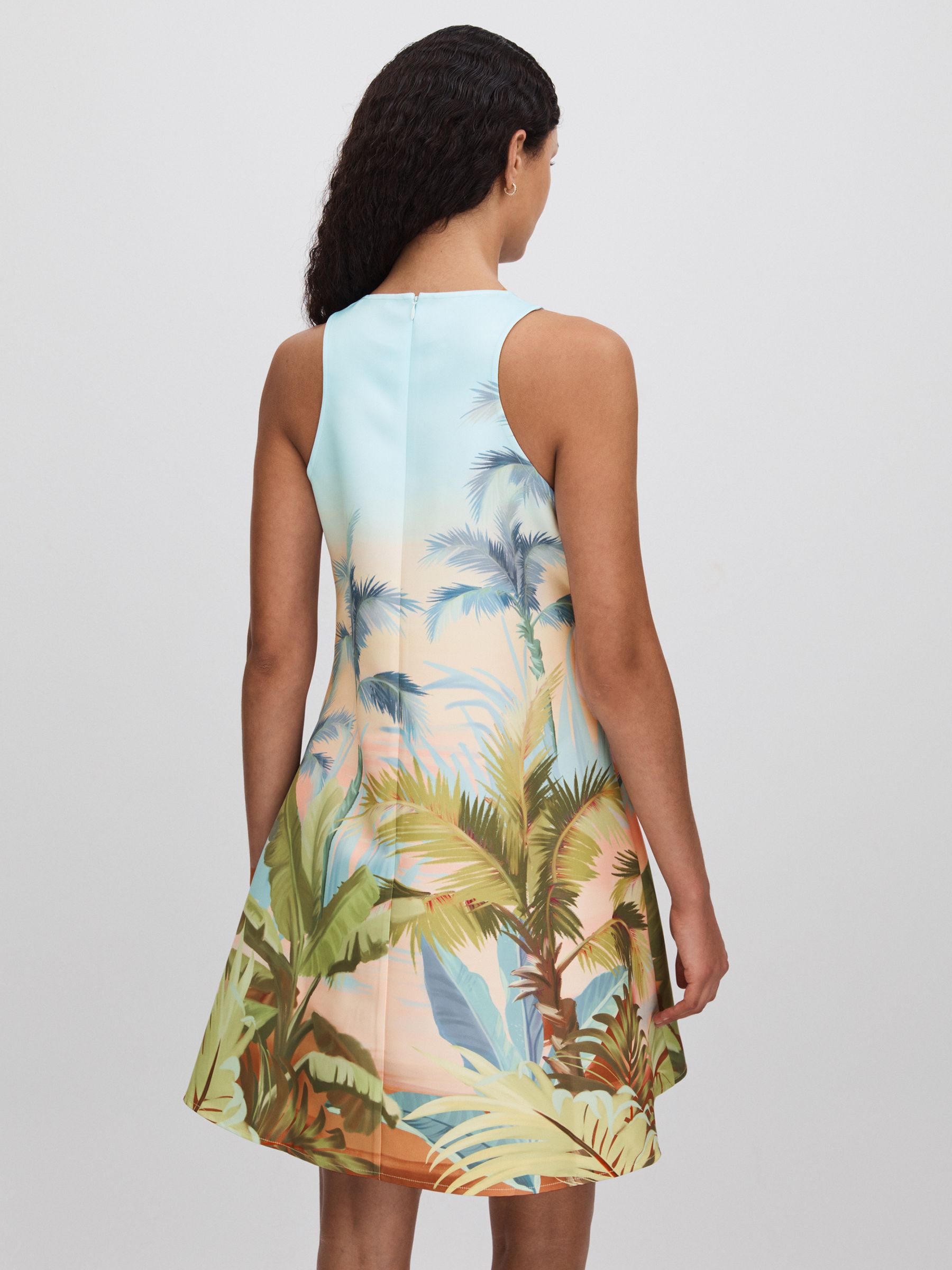 Leo Lin Printed A-Line Mini Dress in Blue Print - Image 4 of 5