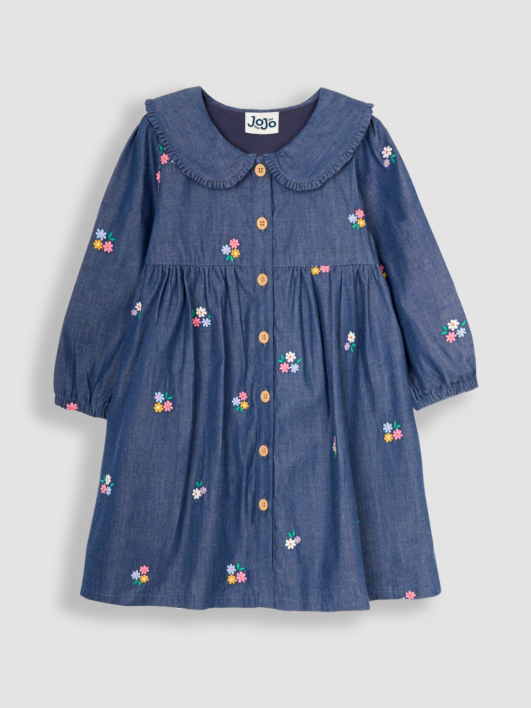 chambray embroidered dress Hudson Soft Chambray Embroidered Baby Dress & Bloomer Set (Organic Cotton) Navy / 12-18M