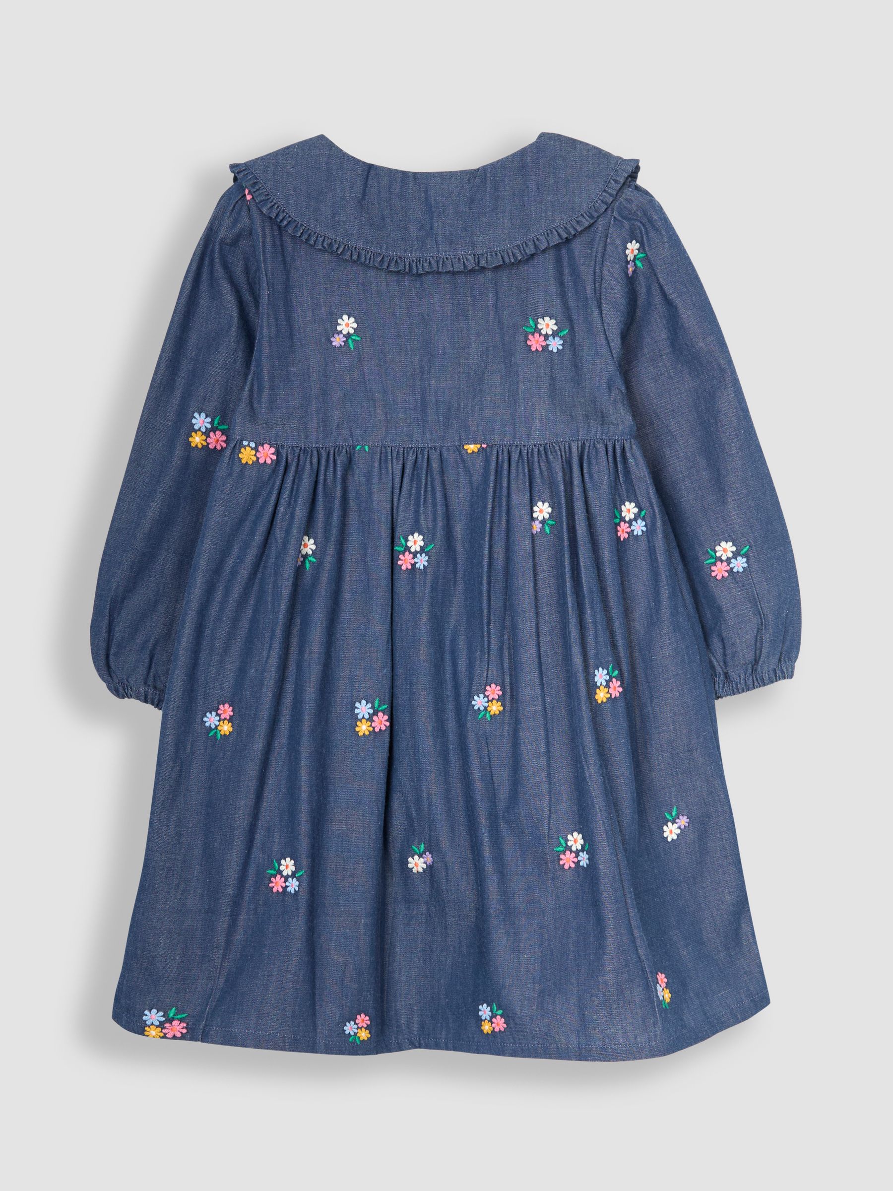 Chambray Embroidered Button Through Dress - Image 4 of 5