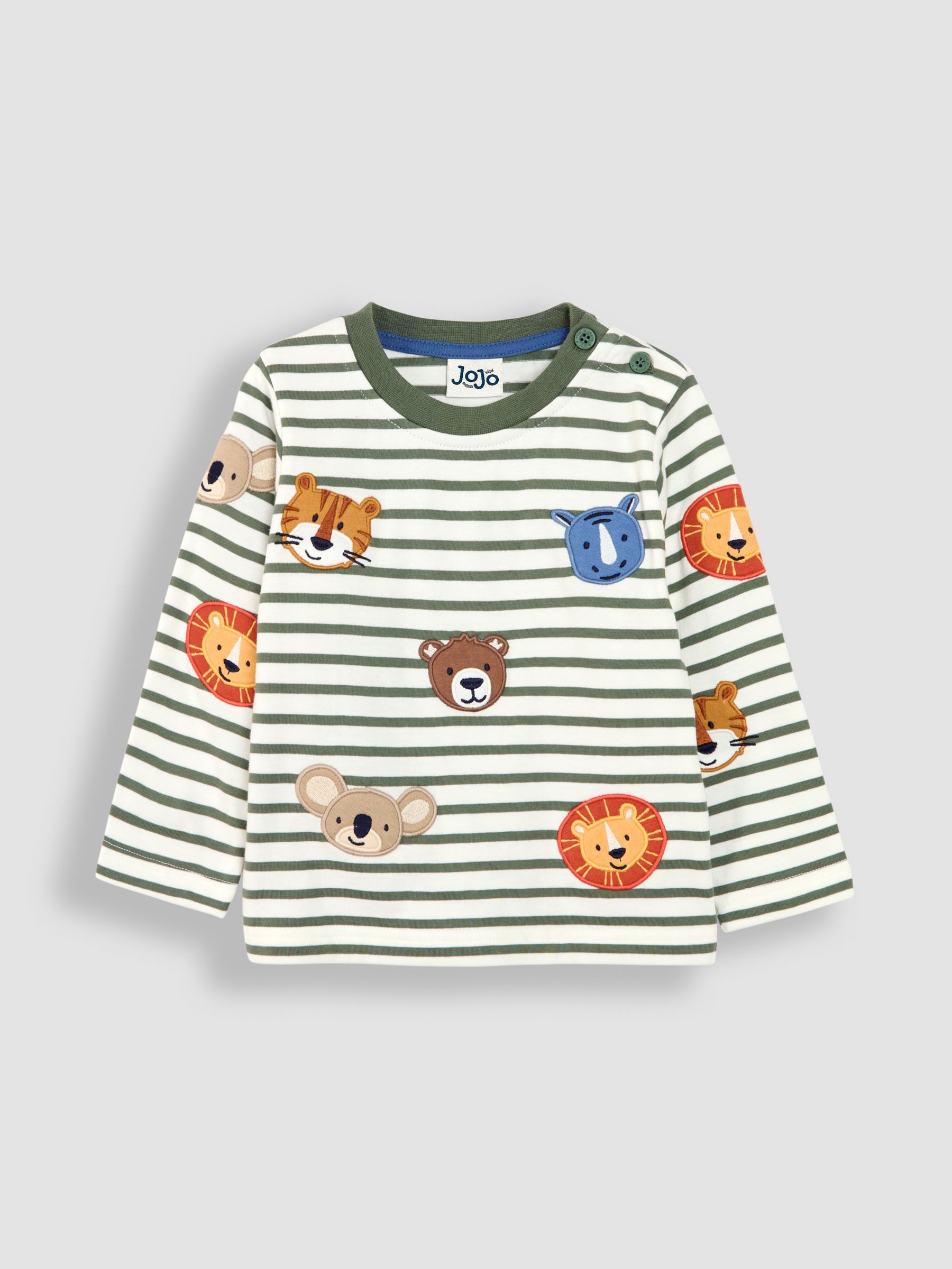 Ecru Safari Animal Heads Appliqué Motif Top - Image 1 of 3