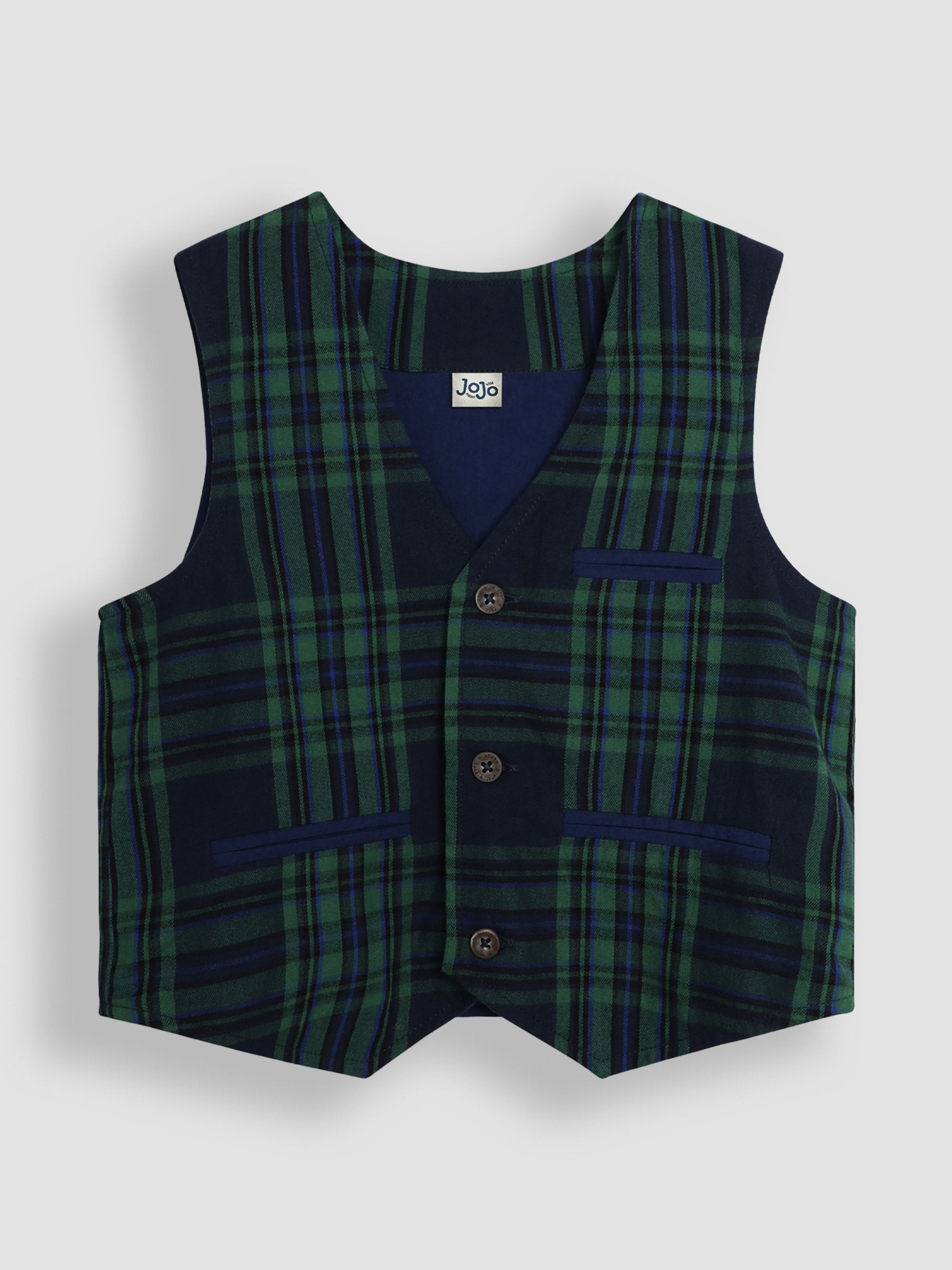 Navy Tartan Waistcoat Shirt and Trousers Set - Image 4 of 12