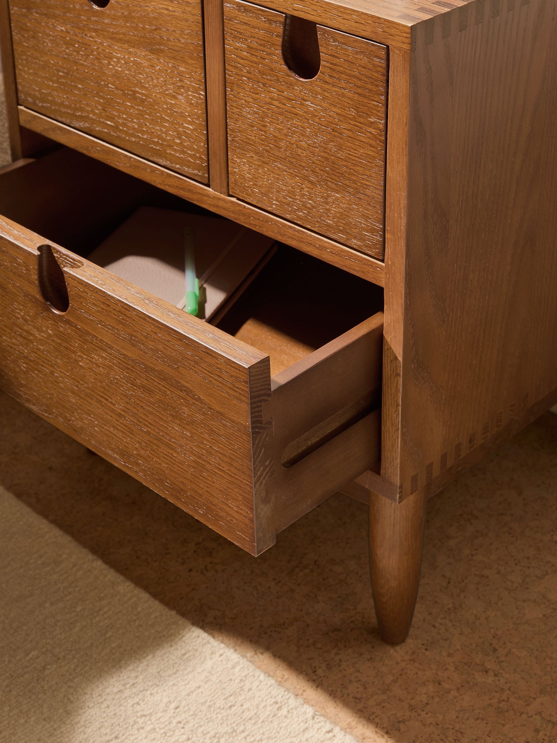 Penn 3 Drawer Bedside Table in Dark Oak - Image 2 of 5