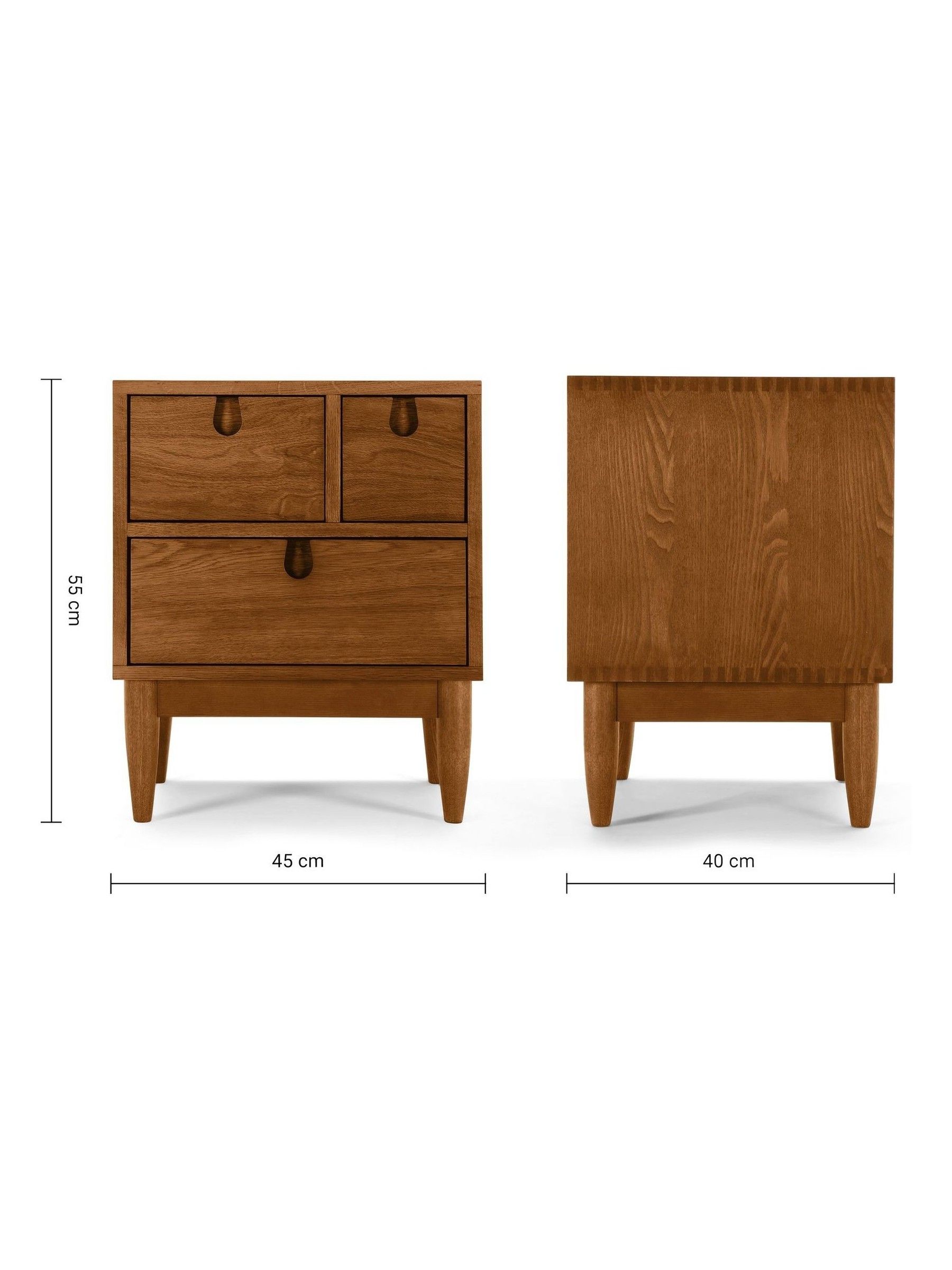 Penn 3 Drawer Bedside Table in Dark Oak - Image 5 of 5