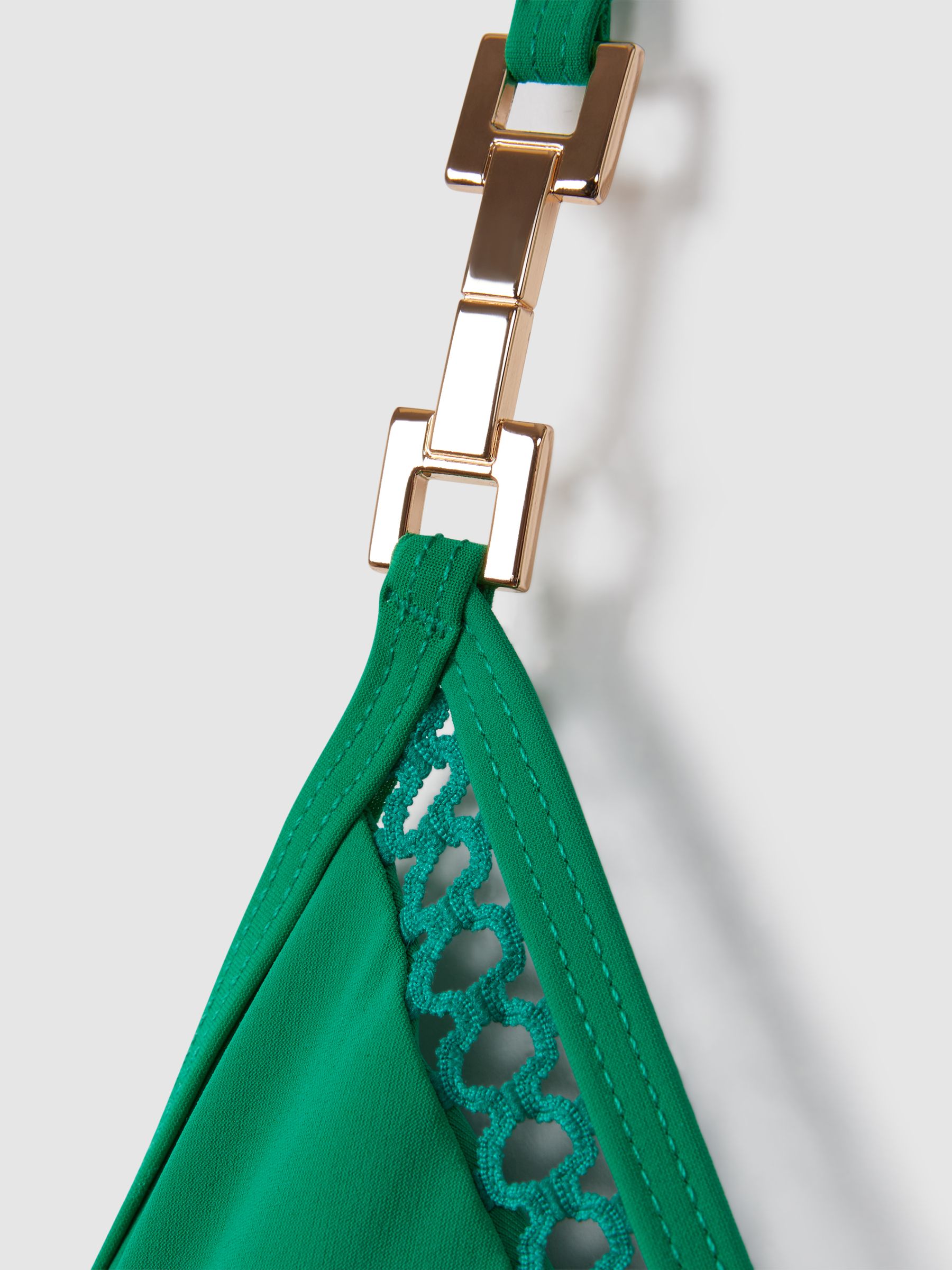 Lattice Halter Neck Swimsuit in Green - Image 5 of 5