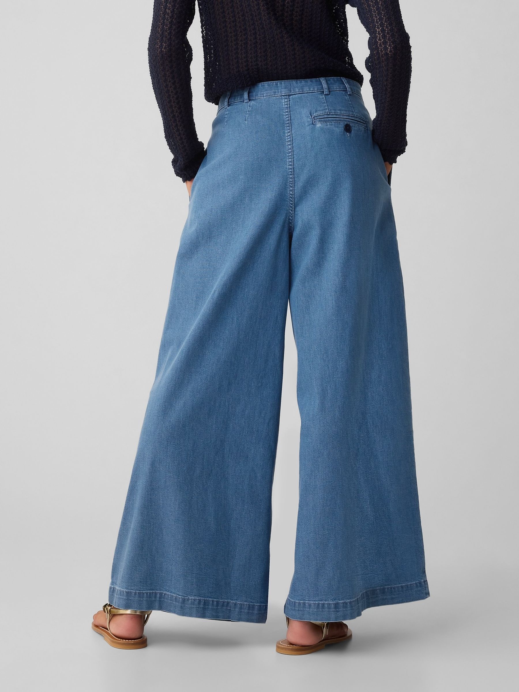 Blue DÔEN High Waisted Wide Leg Denim Trousers - Image 2 of 5
