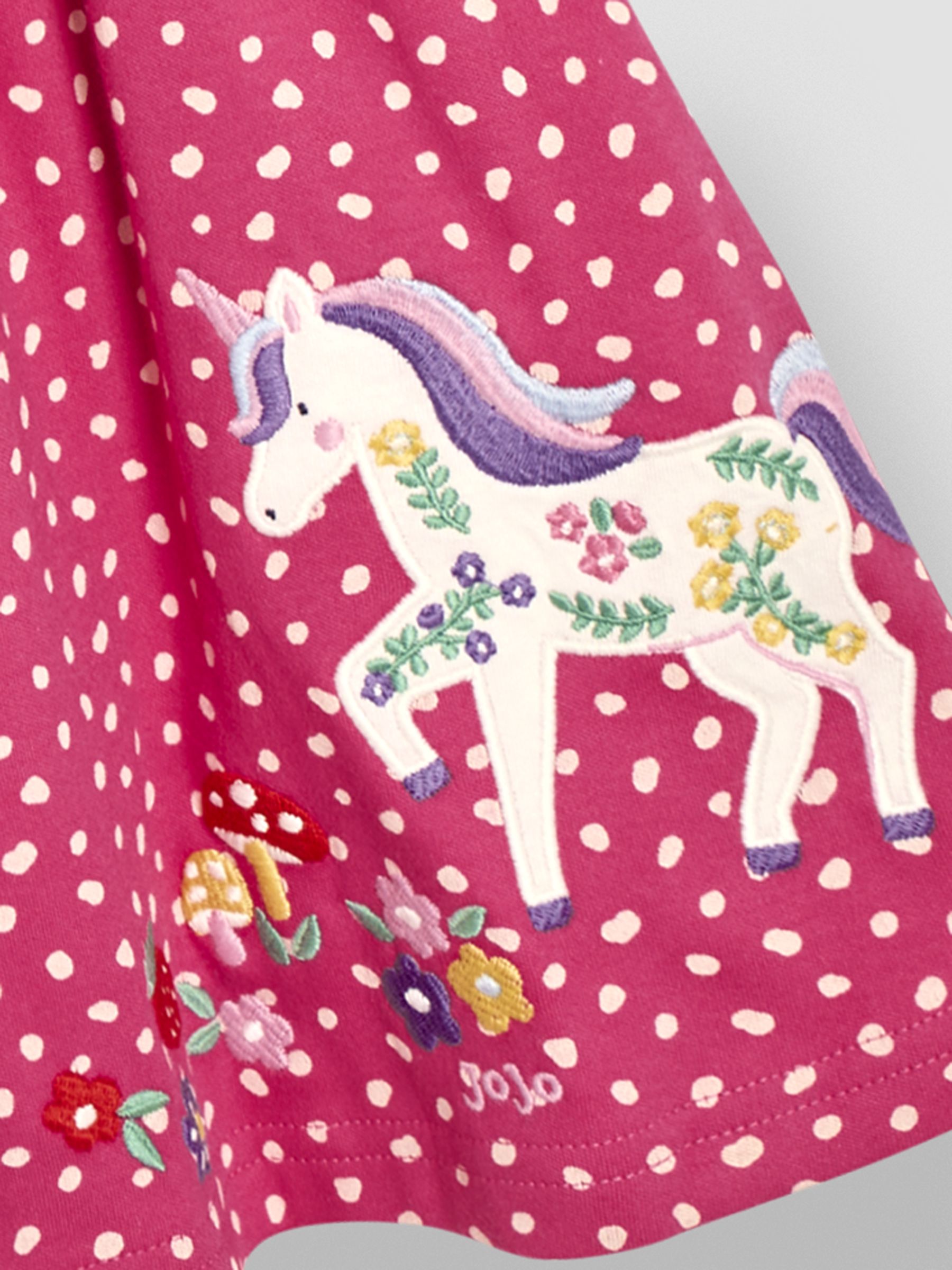 Fuchsia Pink Unicorn Appliqué Button Front Dress - Image 3 of 3