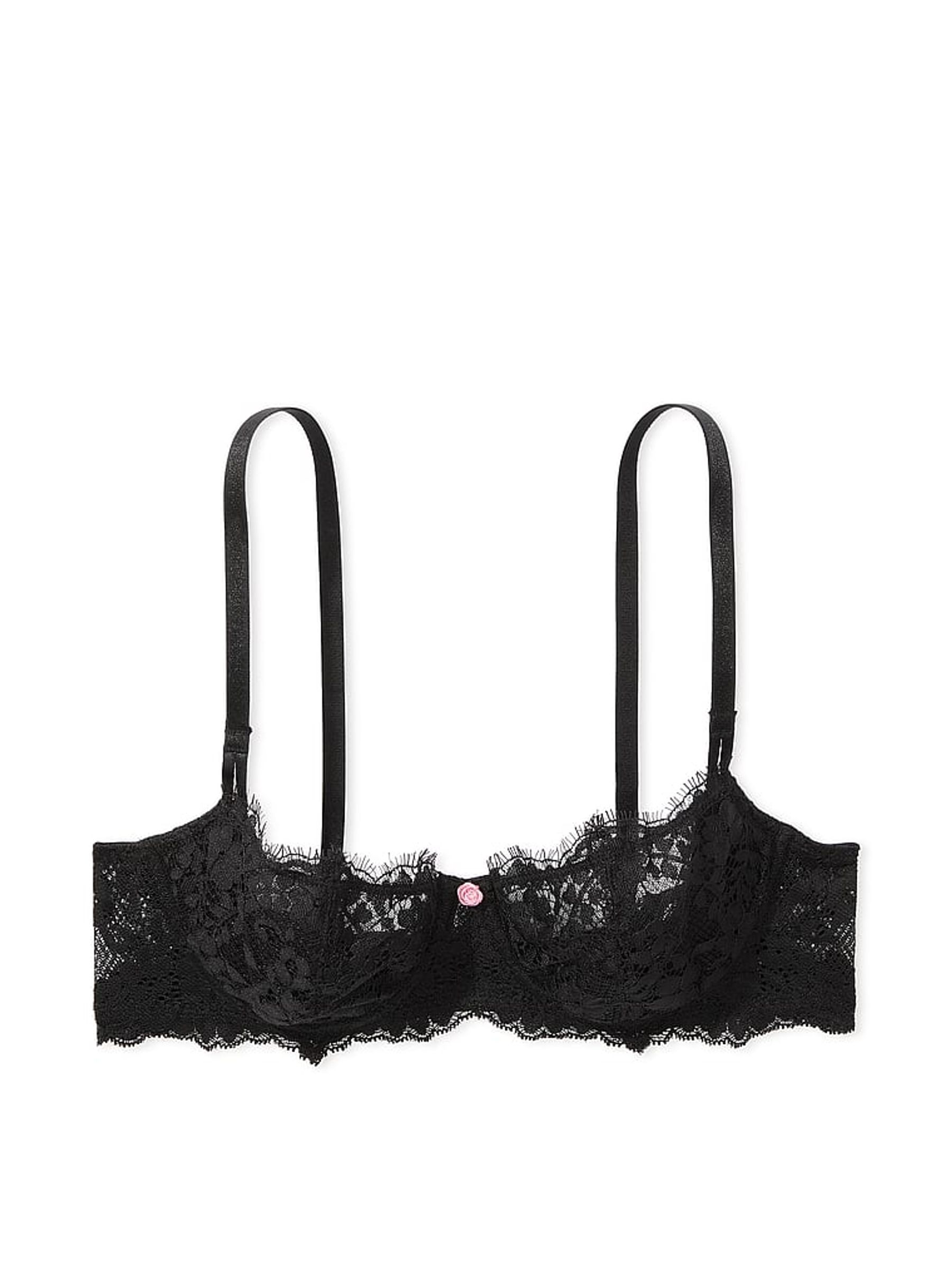 Black Unlined Balcony Lace Bra - Image 3 of 5