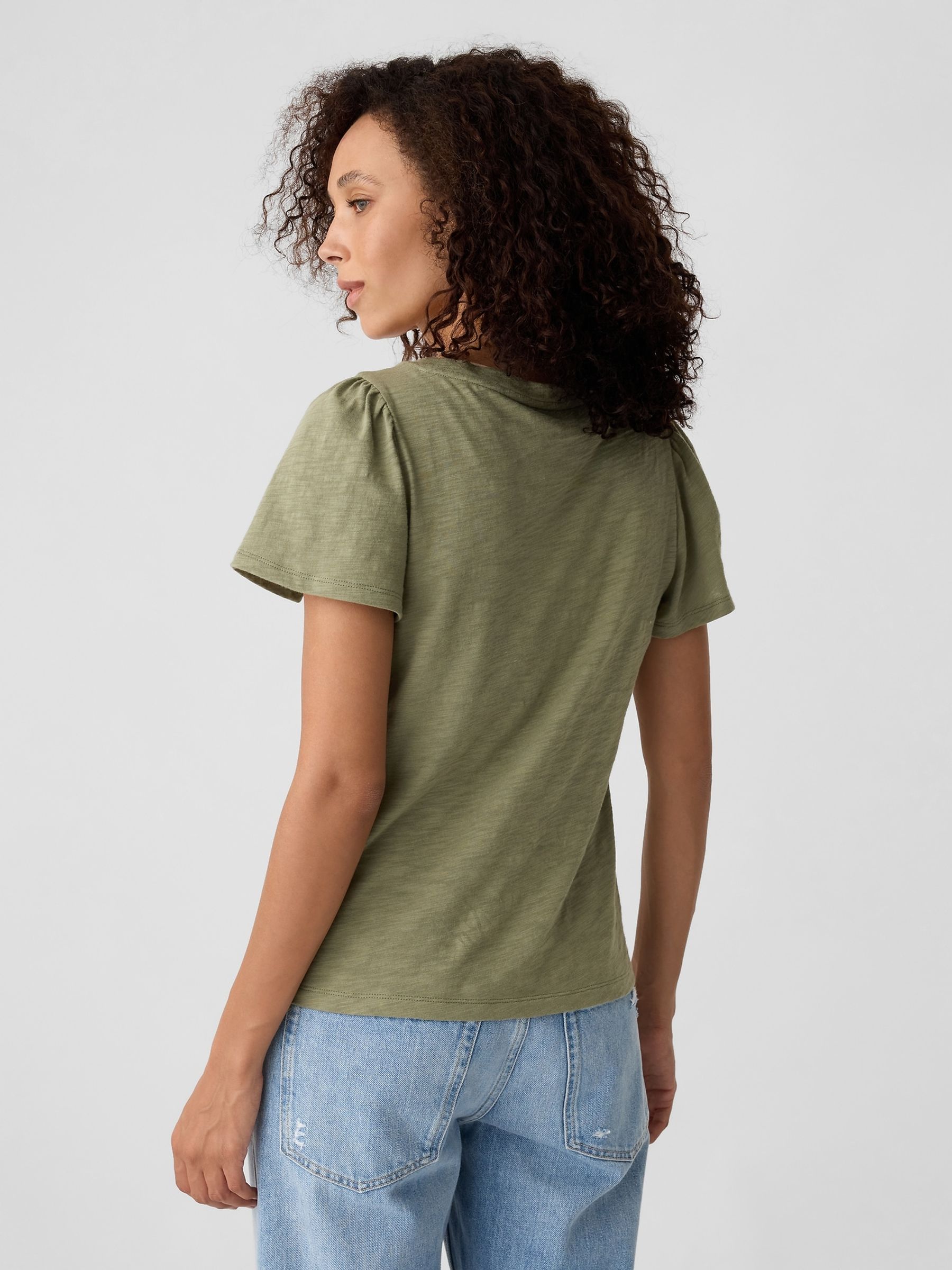 Green Cotton Flutter Short Sleeve T-Shirt - Image 2 of 5