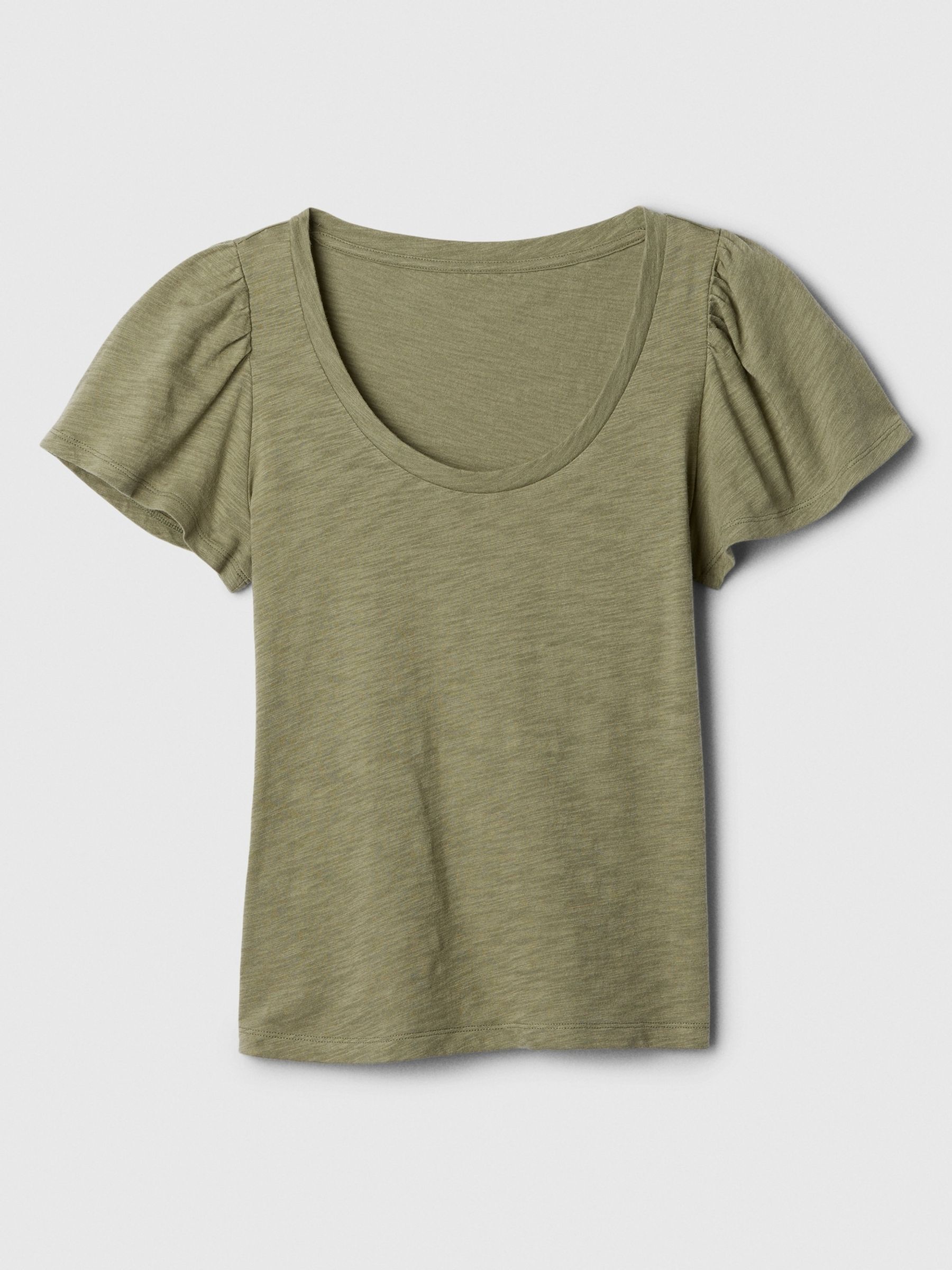 Green Cotton Flutter Short Sleeve T-Shirt - Image 5 of 5