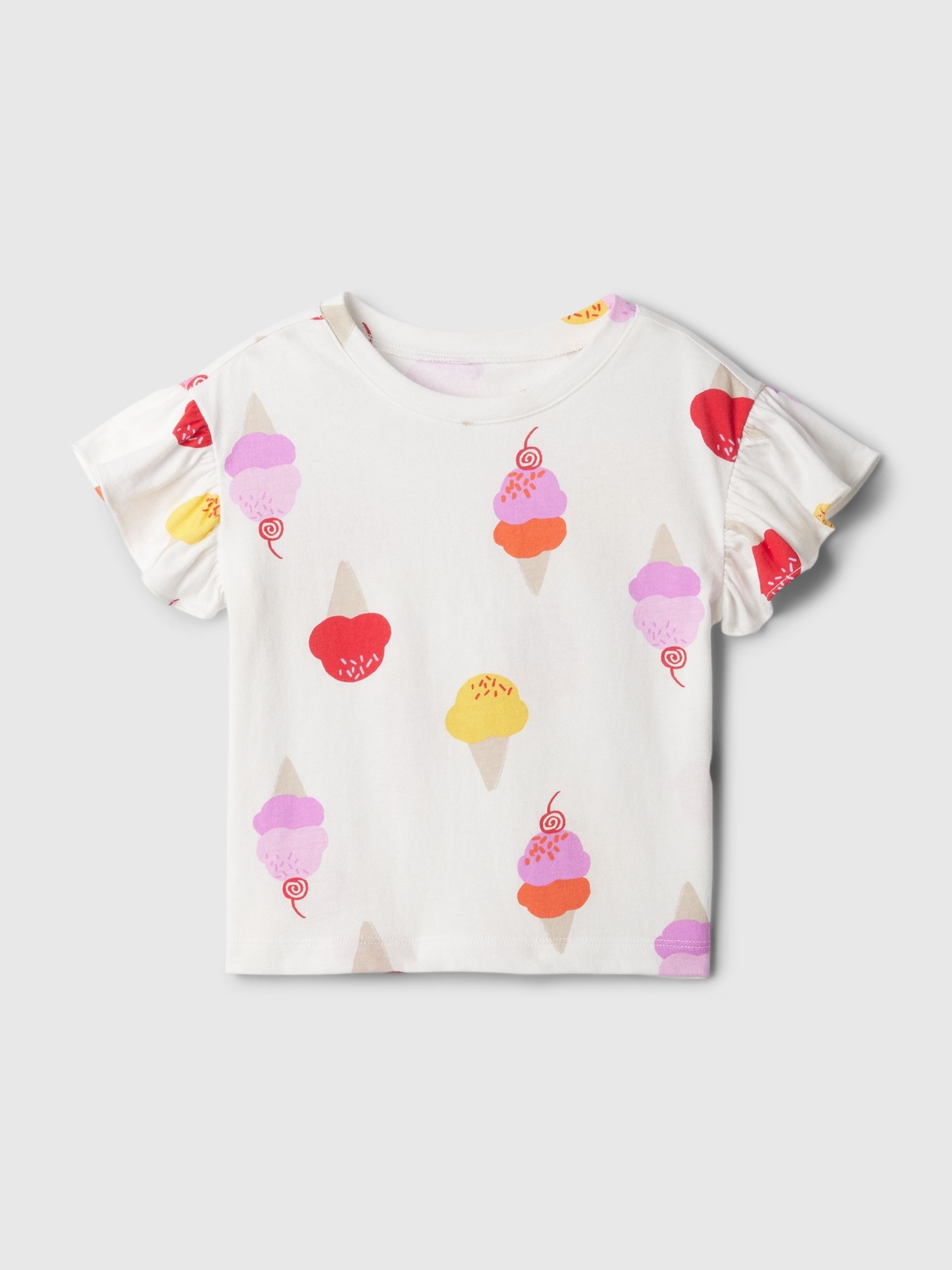 White Ruffle Short Sleeve T-Shirt (Newborn-5yrs) - Image 1 of 2