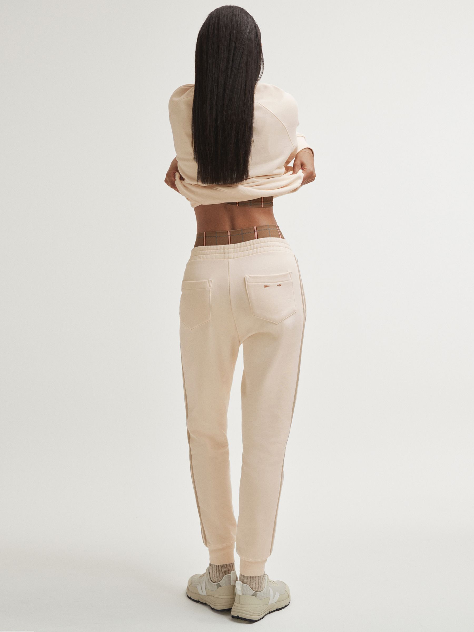 The Upside Cotton Side Stripe Joggers in Cream - Image 3 of 5