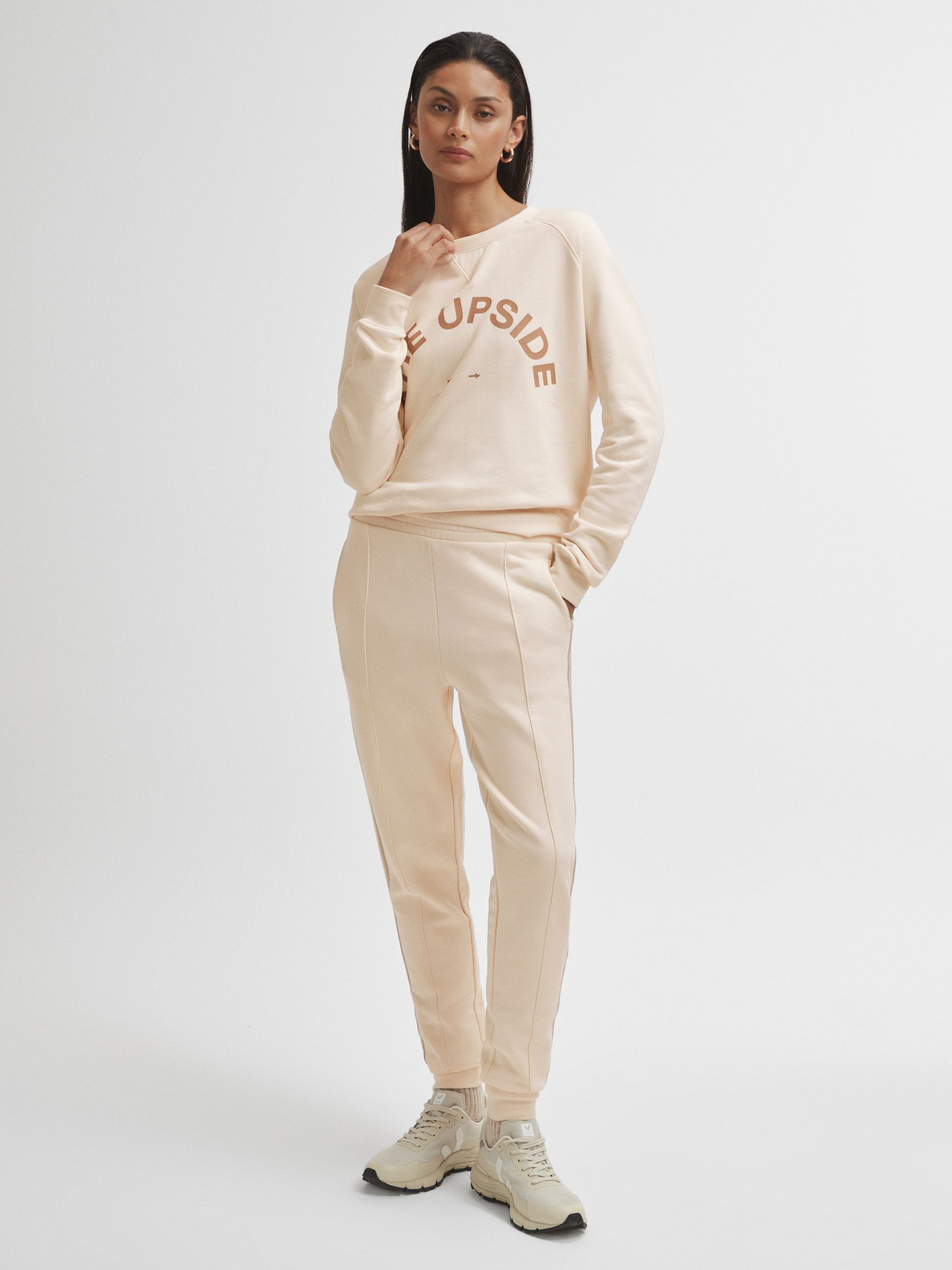 The Upside Cotton Side Stripe Joggers in Cream - Image 4 of 5