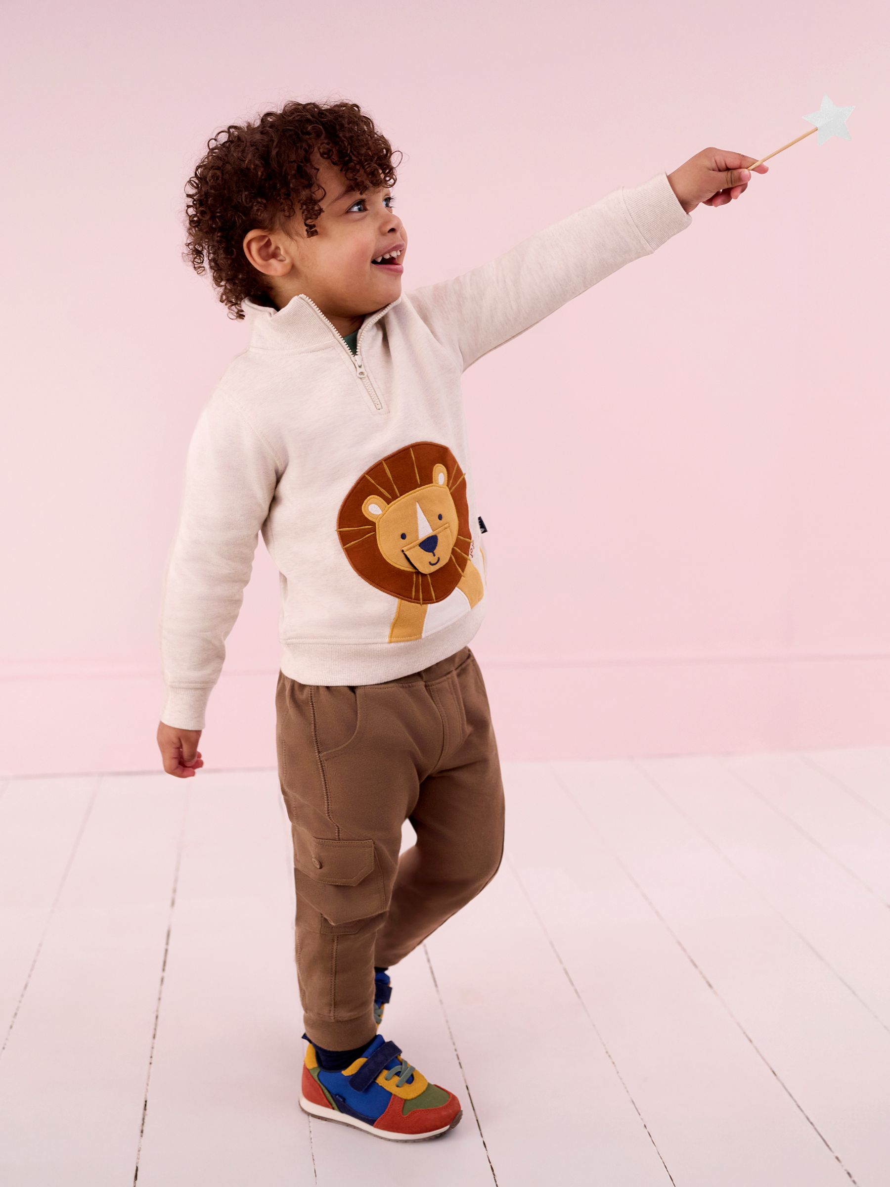 Natural Lion Appliqué Half Zip Sweatshirt - Image 1 of 7