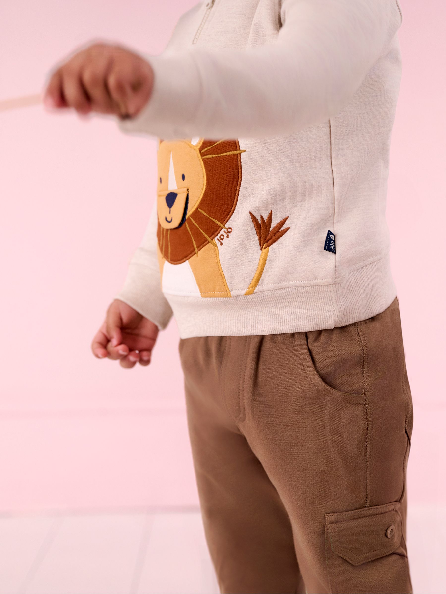 Natural Lion Appliqué Half Zip Sweatshirt - Image 2 of 7