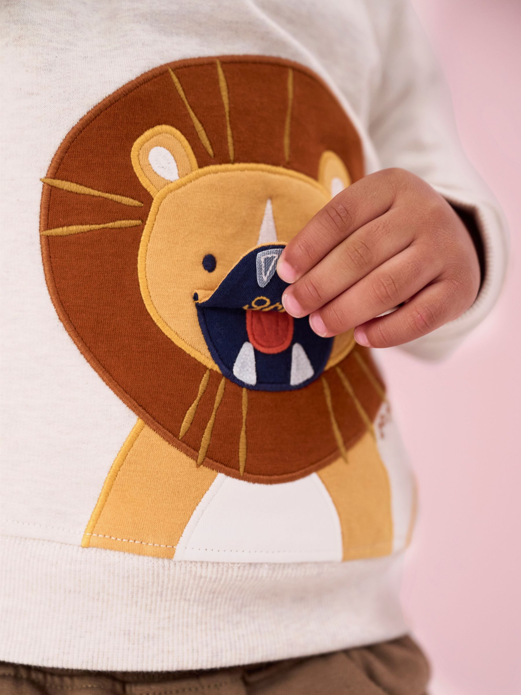 Natural Lion Appliqué Half Zip Sweatshirt - Image 3 of 7