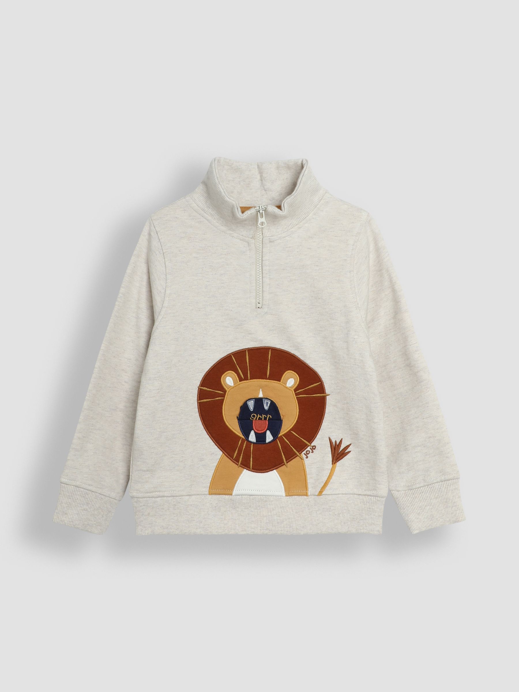 Natural Lion Appliqué Half Zip Sweatshirt - Image 5 of 7