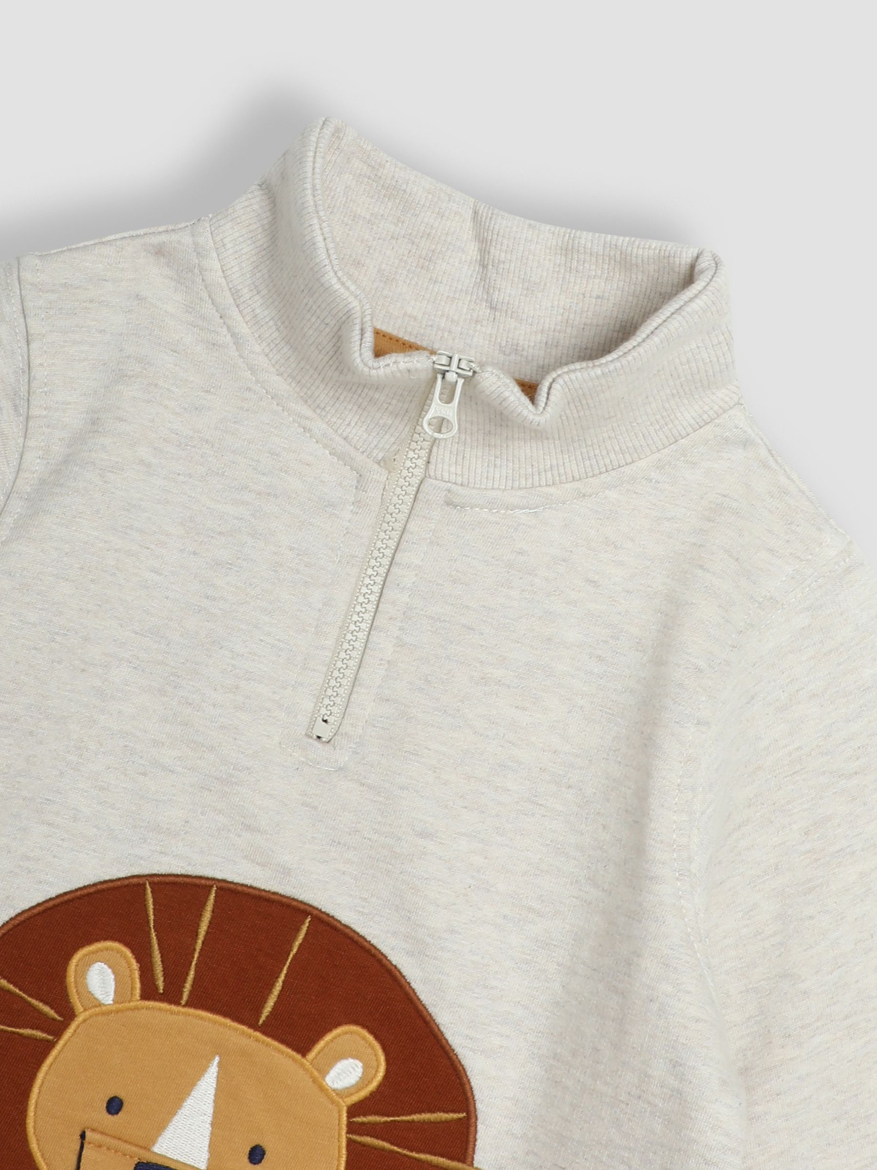 Natural Lion Appliqué Half Zip Sweatshirt - Image 7 of 7