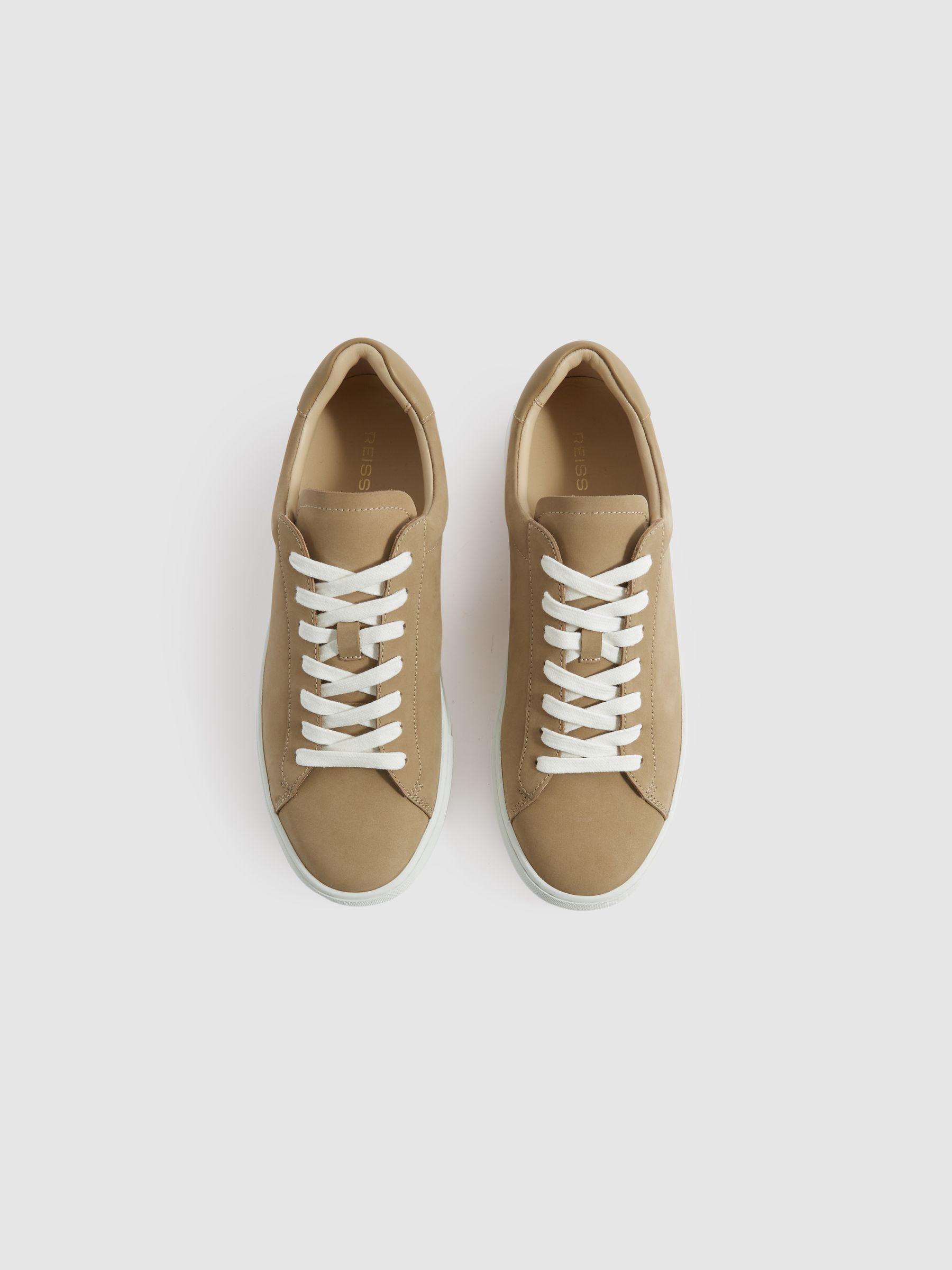 Nubuck Leather Low Top Trainers in Camel - Image 3 of 5