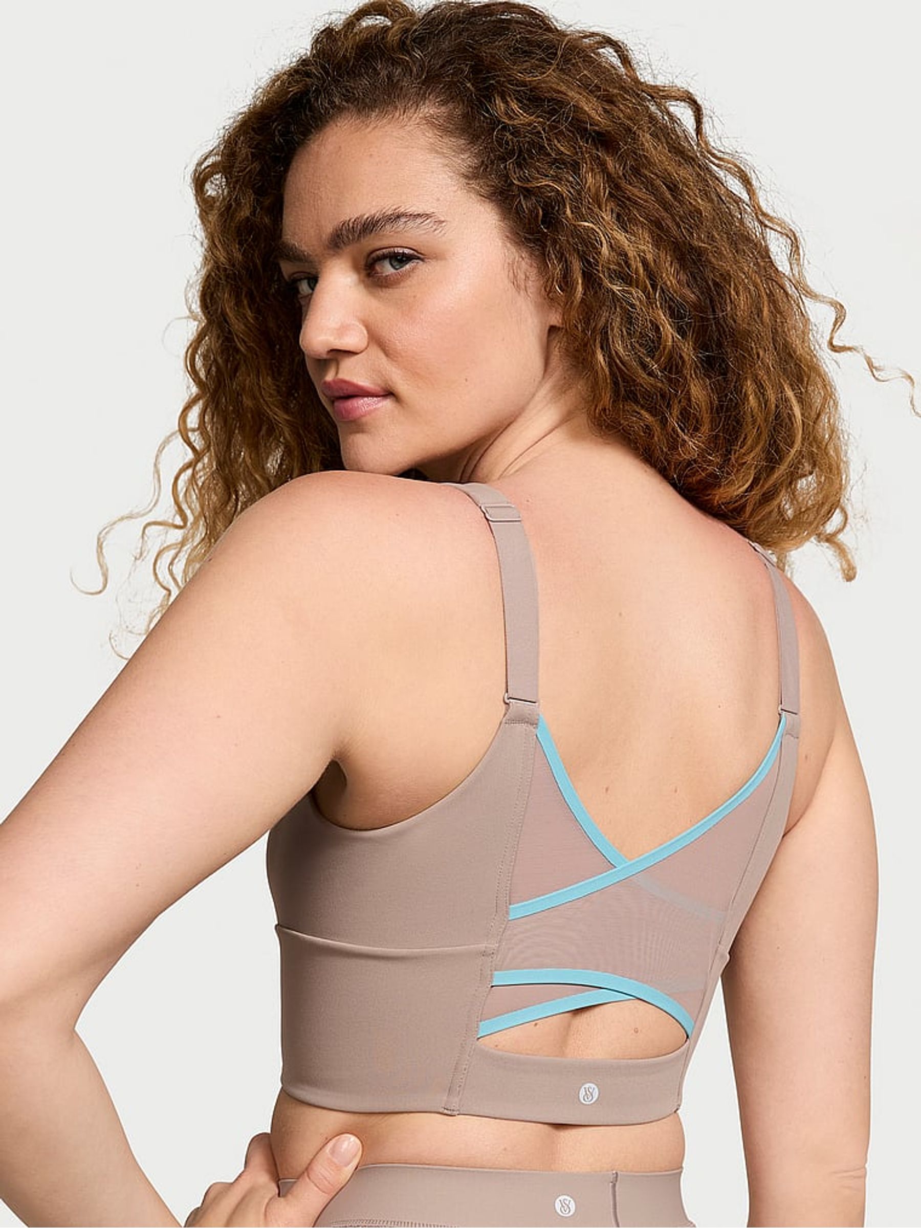 Candlelight Rose Nude Cross Back Mesh Sports Bra - Image 2 of 3