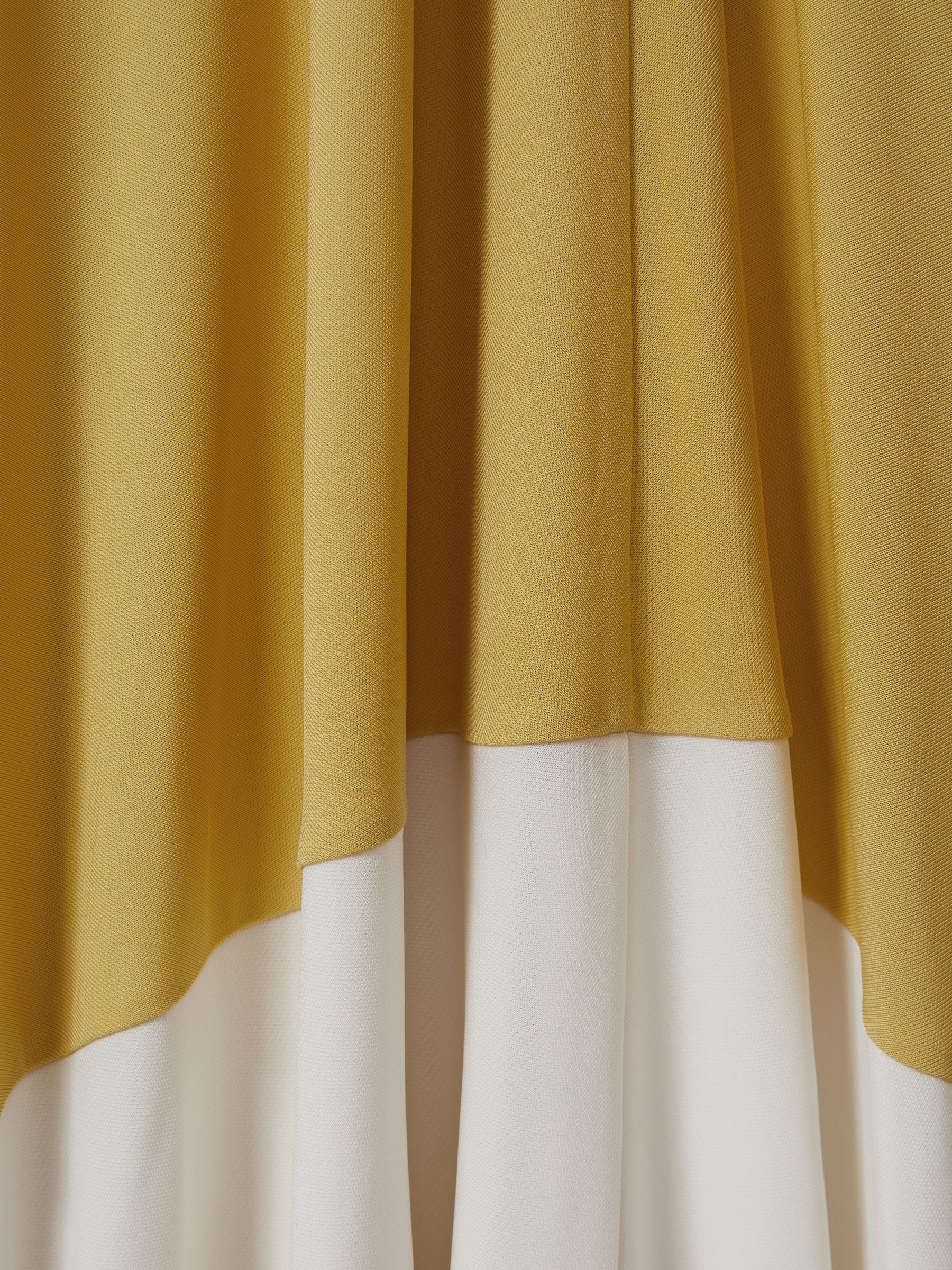 Colourblock Ruched Midi Dress in Yellow/Neutral - Image 5 of 5