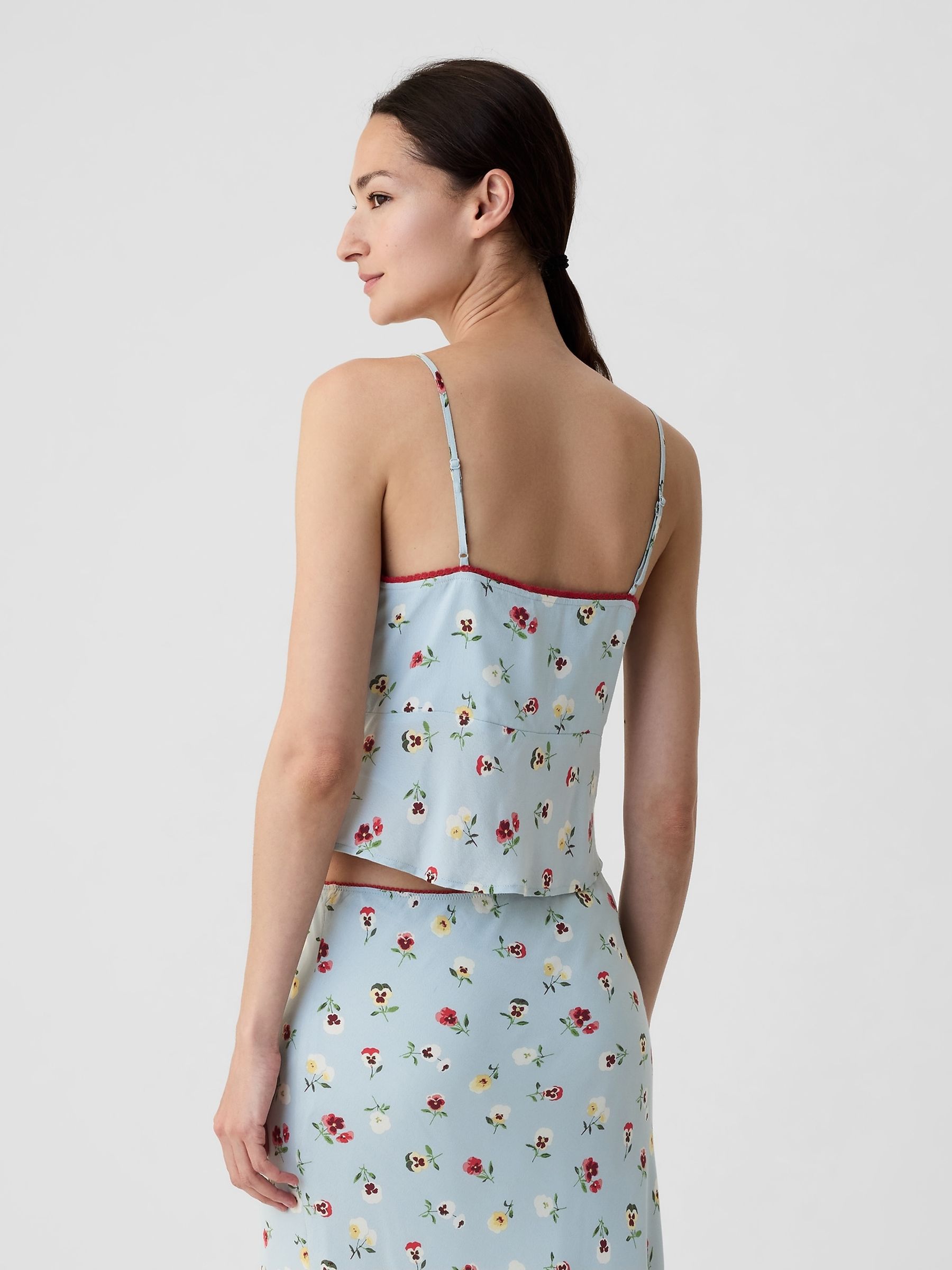 Light Blue DÔEN Cropped Floral Cami - Image 2 of 5