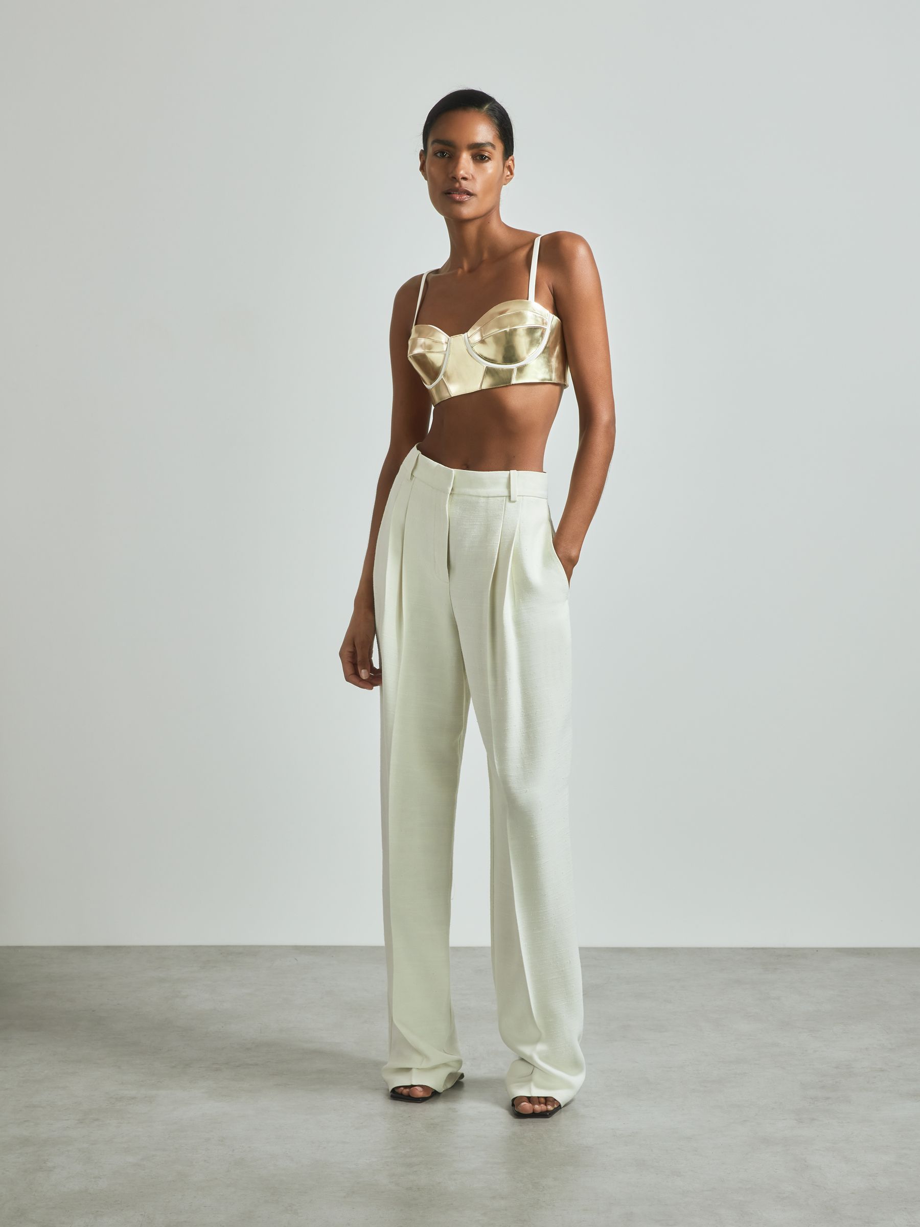 Atelier Metallic Bustier Top in Gold - Image 1 of 7