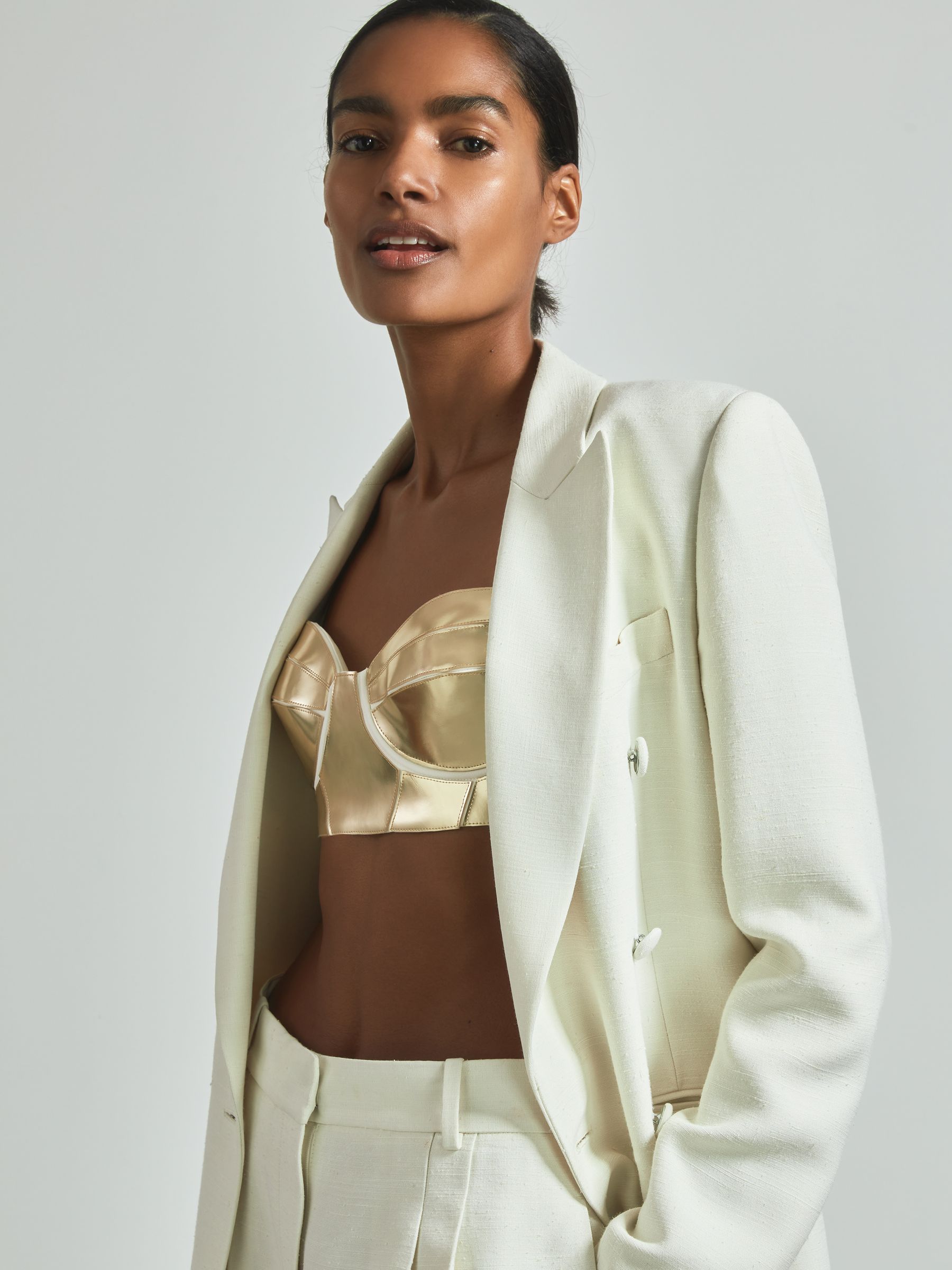 Atelier Metallic Bustier Top in Gold - Image 3 of 7