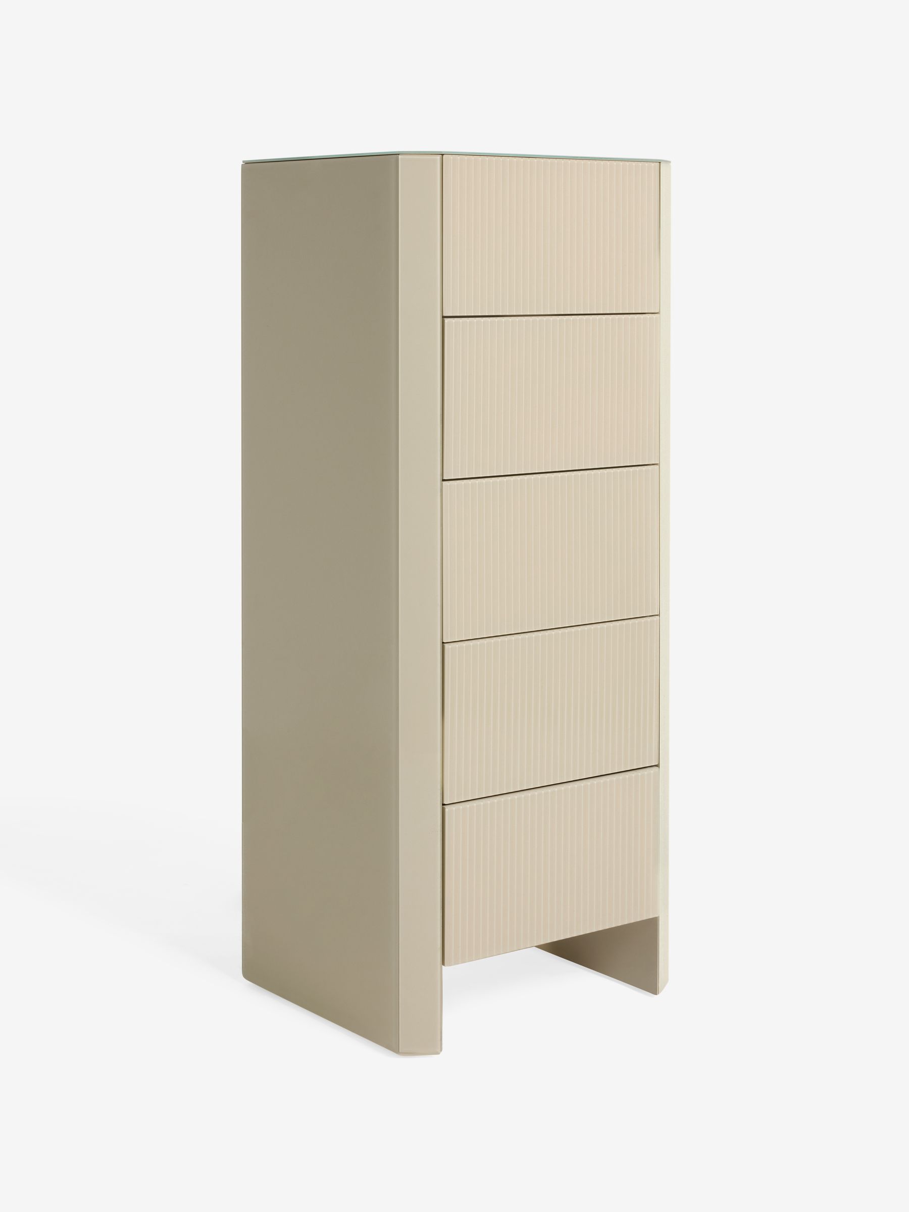 Eleni 5 Drawer Chest of Drawers in Ecru White Glass - Image 8 of 10