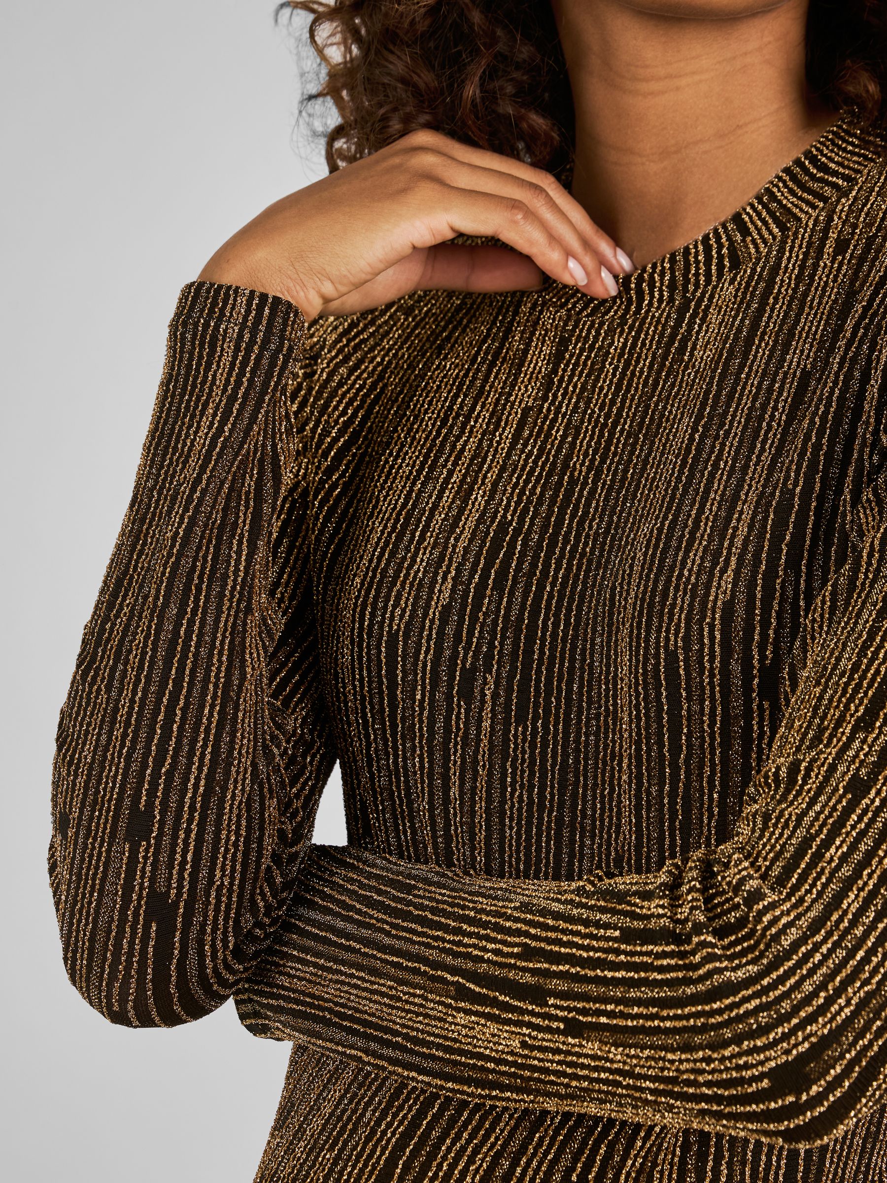 Gold Sparkle High Neck Maternity Mini Dress - Image 5 of 5