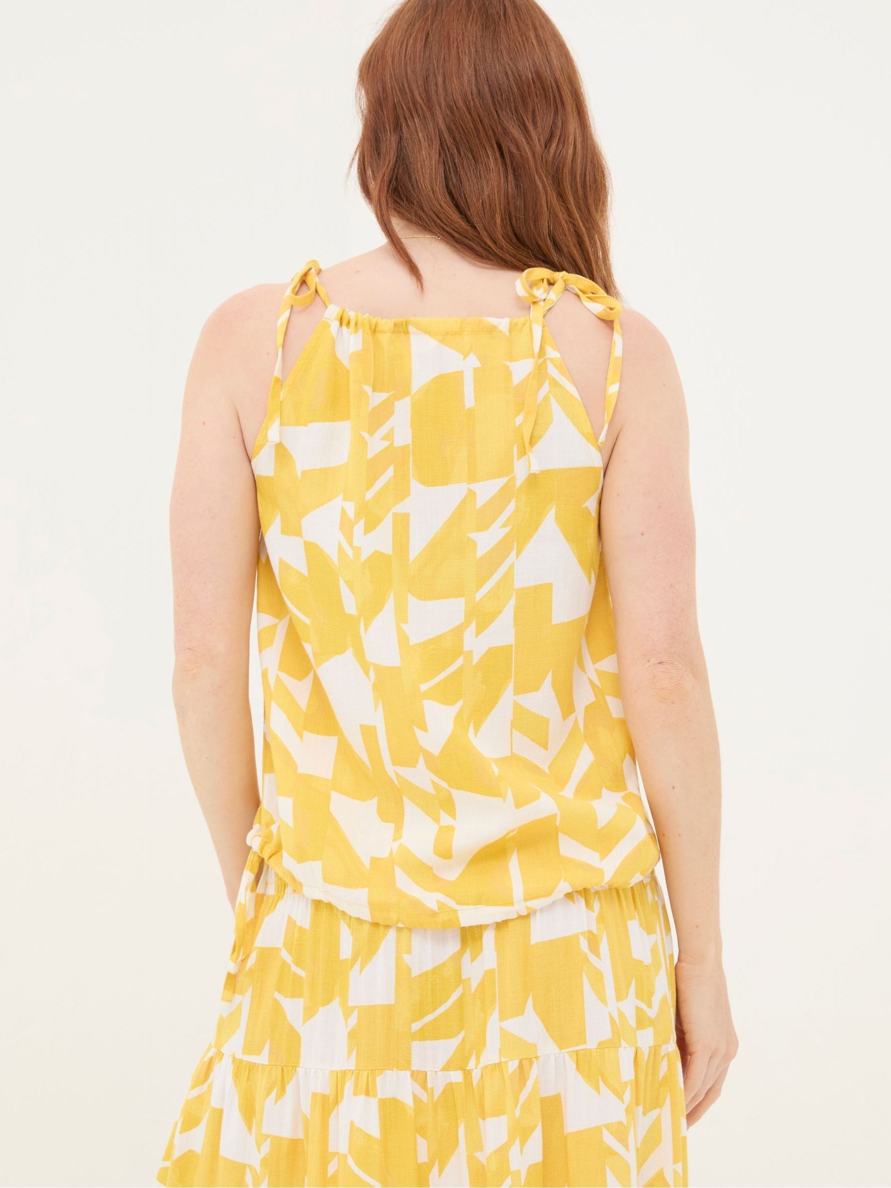 Lyra Yellow Med Geo Cotton/Linen Mix Cami - Image 2 of 5