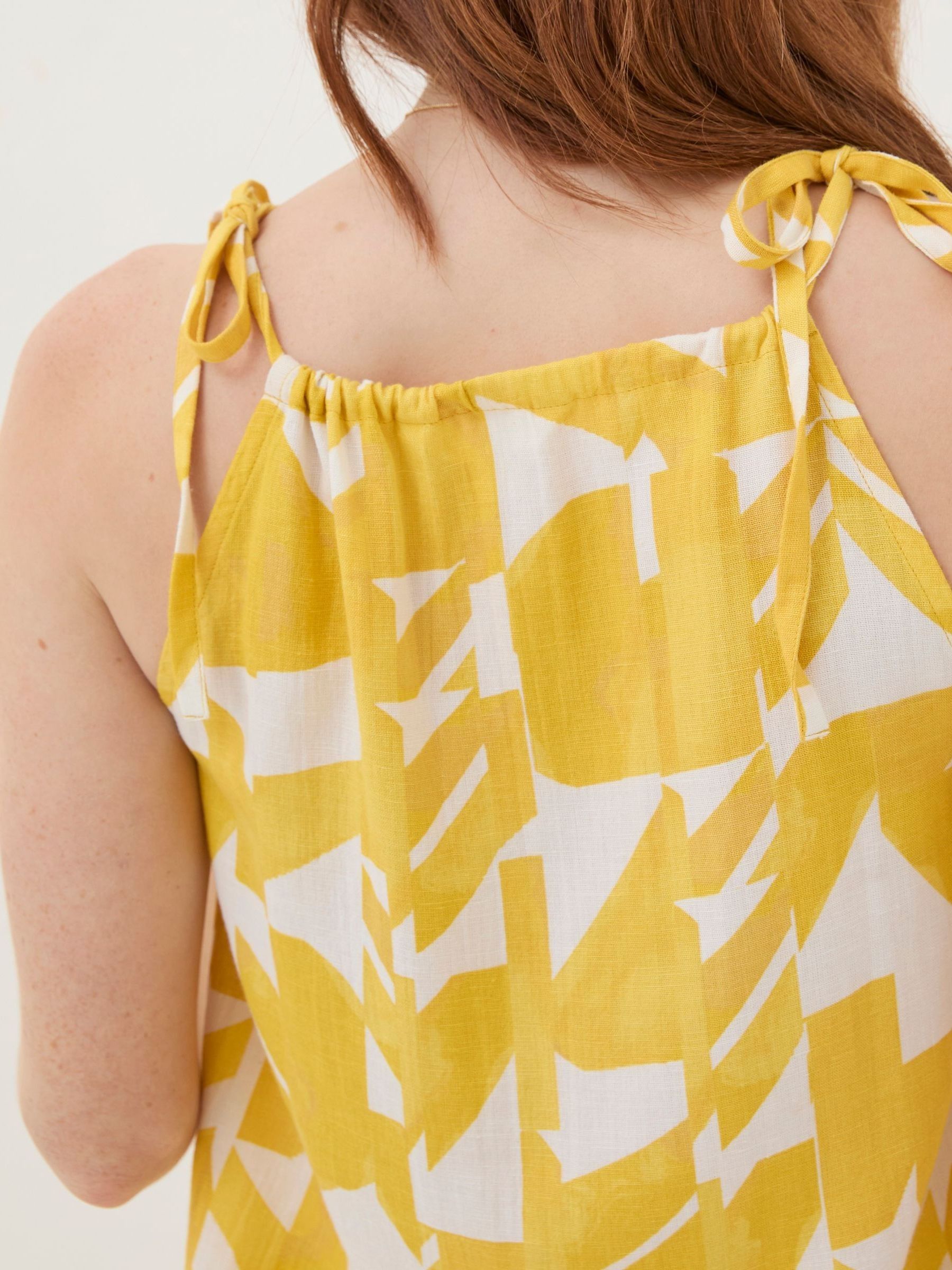 Lyra Yellow Med Geo Cotton/Linen Mix Cami - Image 4 of 5