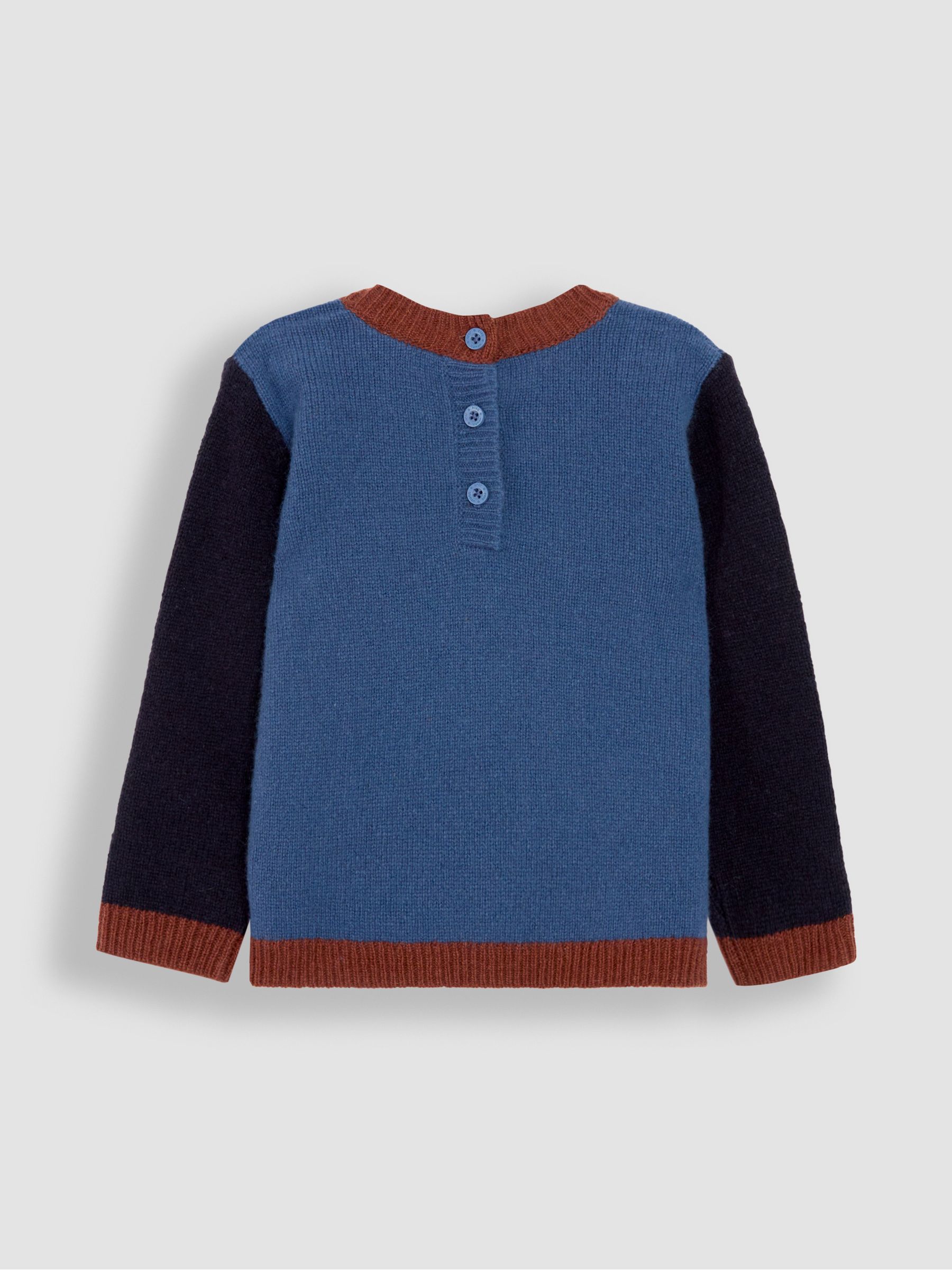 Navy Lion Colour Block Lambswool Jumper - Image 2 of 4