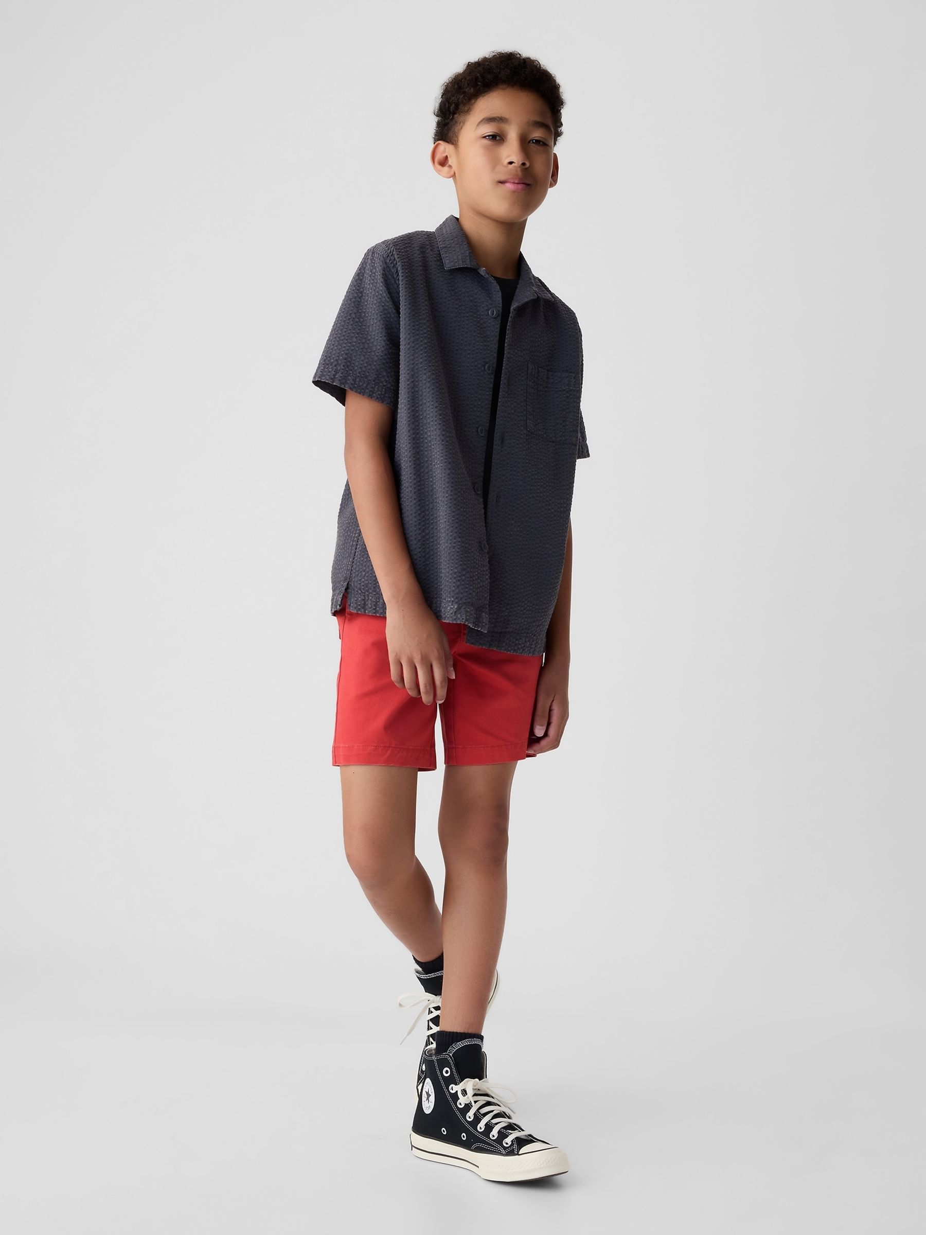 Red Cotton Twill Easy Pull On Short (4-13yrs) - Image 3 of 4