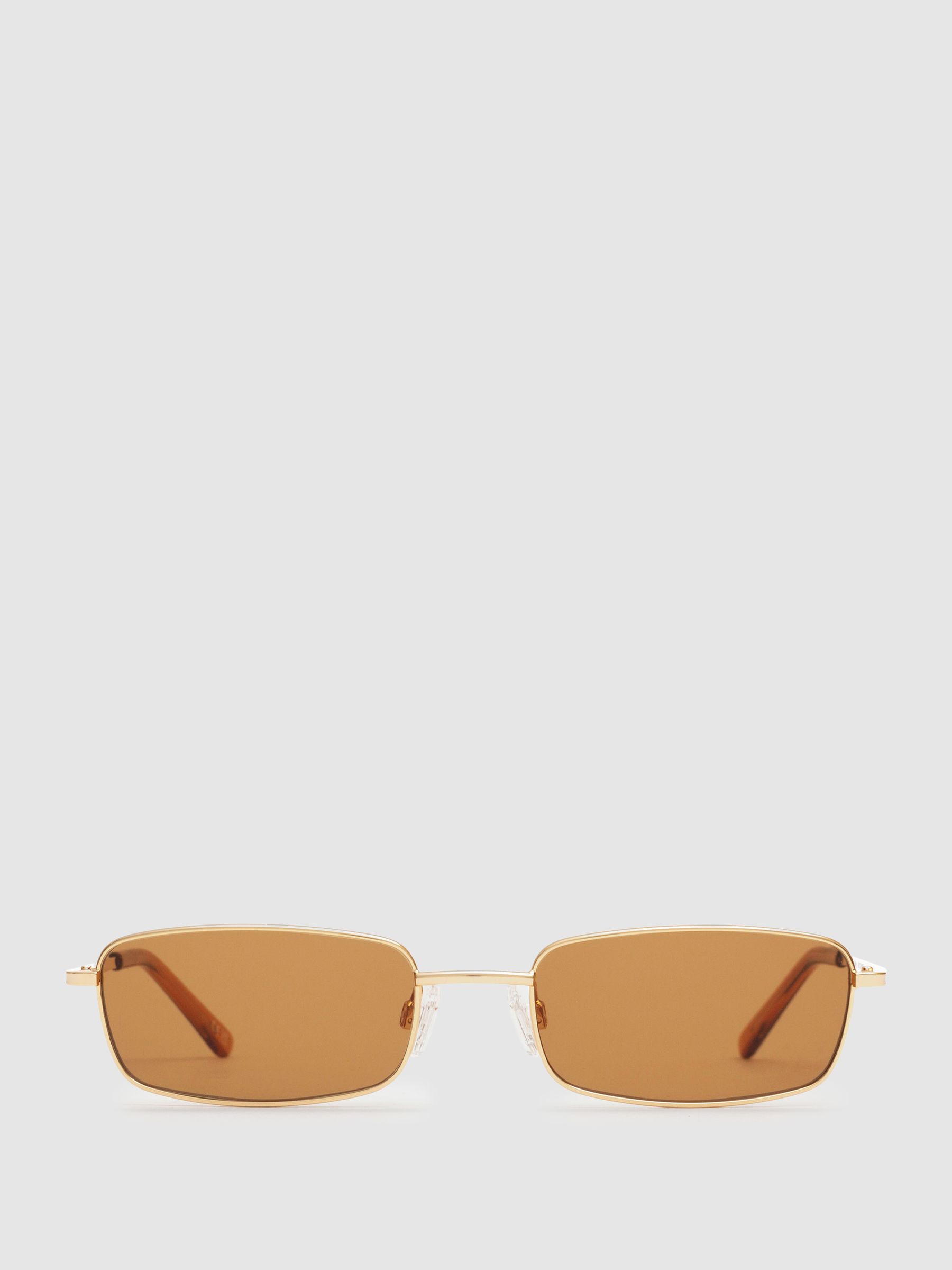 DMY Studios Thin Steel Frame Sunglasses in Brown - Image 1 of 5