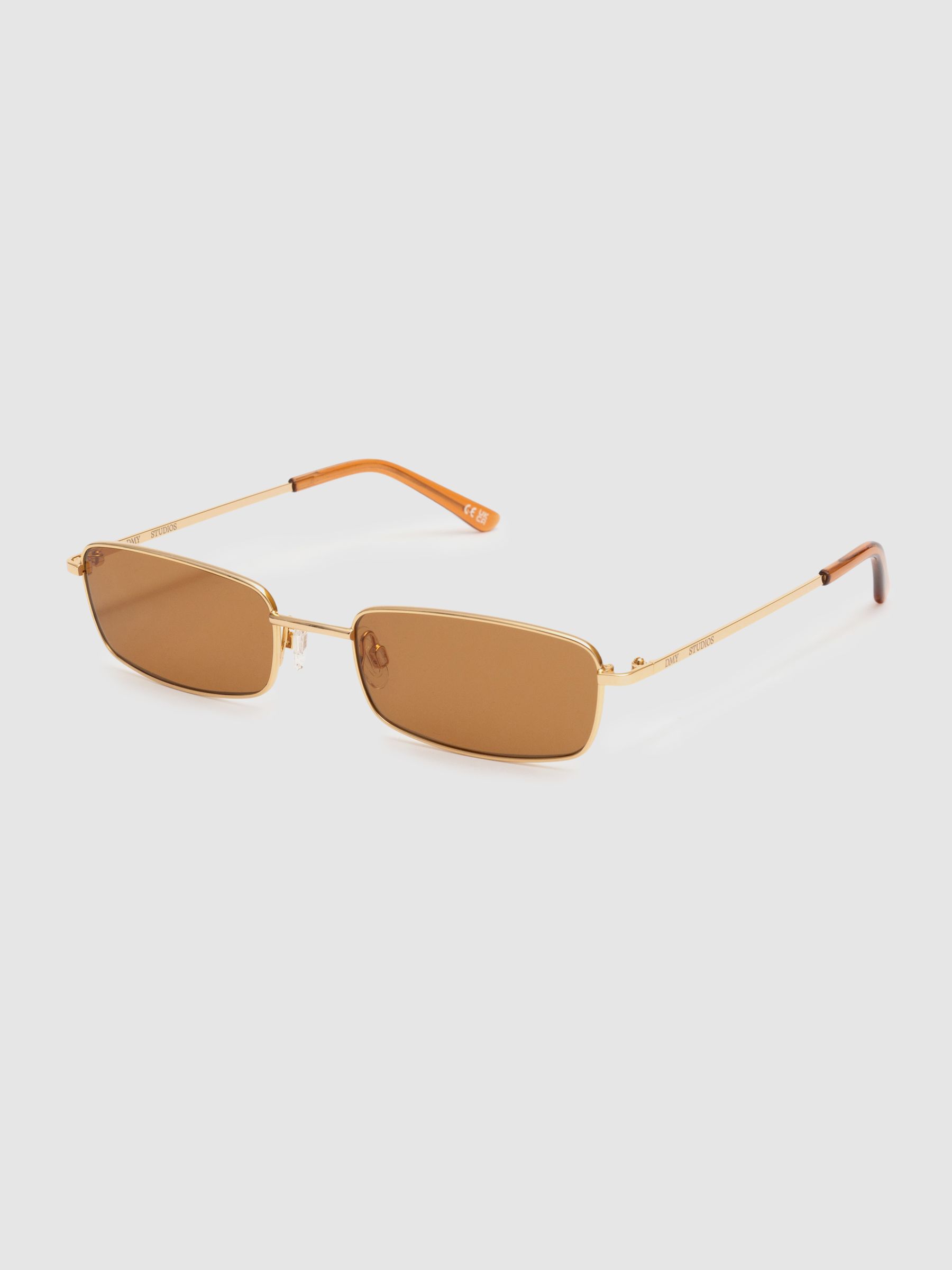 DMY Studios Thin Steel Frame Sunglasses in Brown - Image 3 of 5