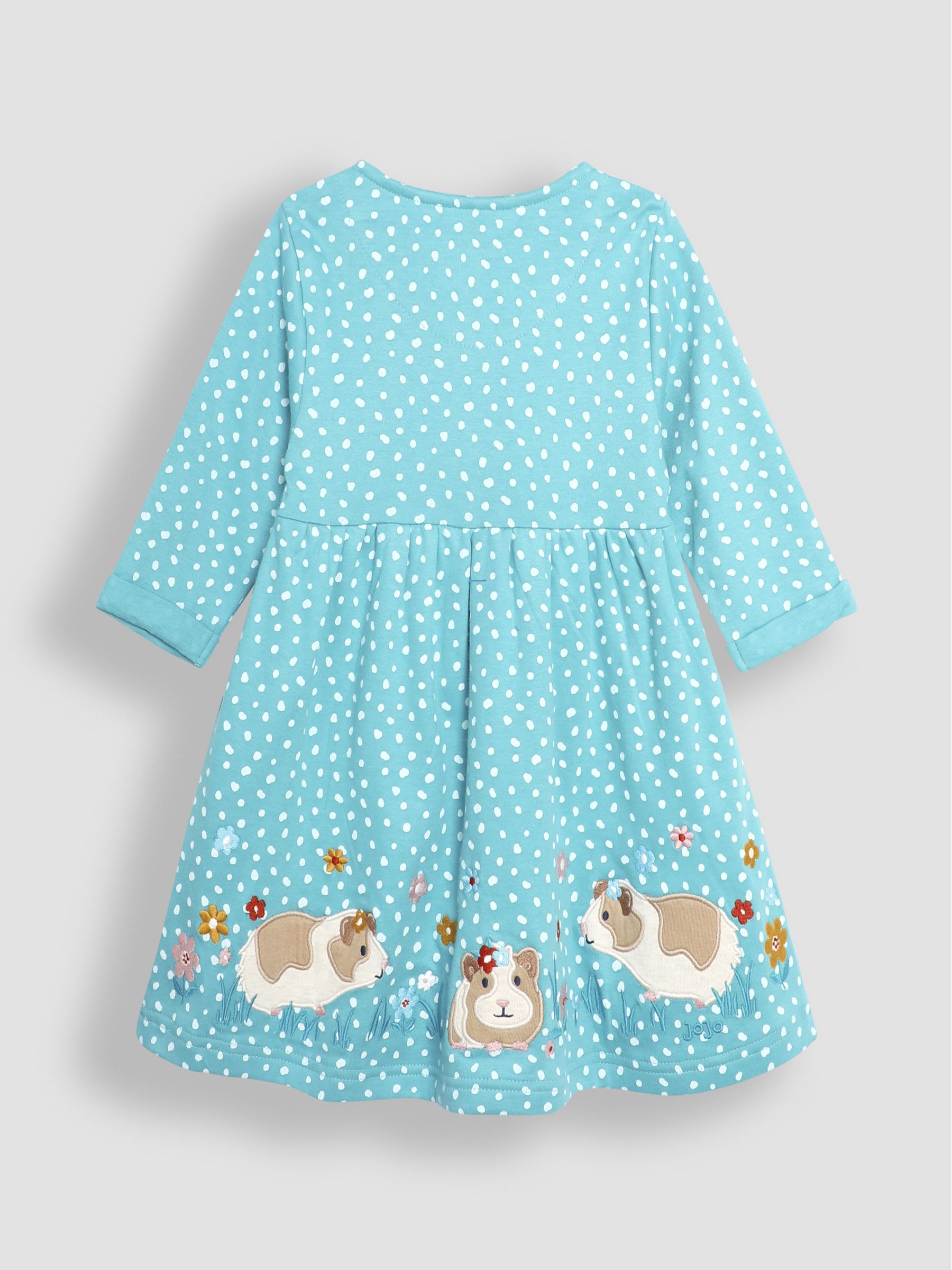 Duck Egg Blue Guinea Pig Appliqué Button Front Dress - Image 2 of 3