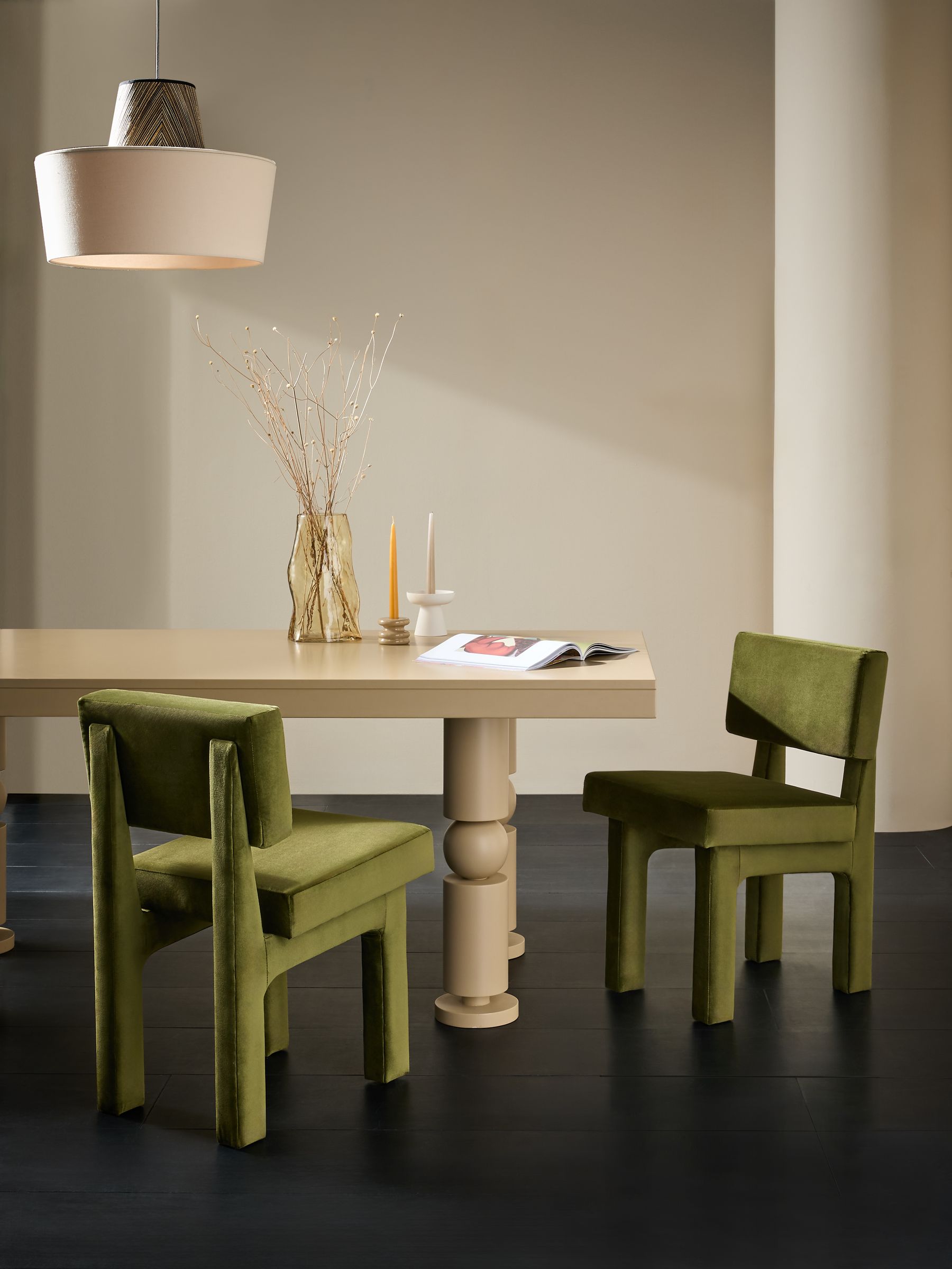 Set of 2 Savea Dining Chairs in Velvet in Pistachio Green - Image 1 of 6