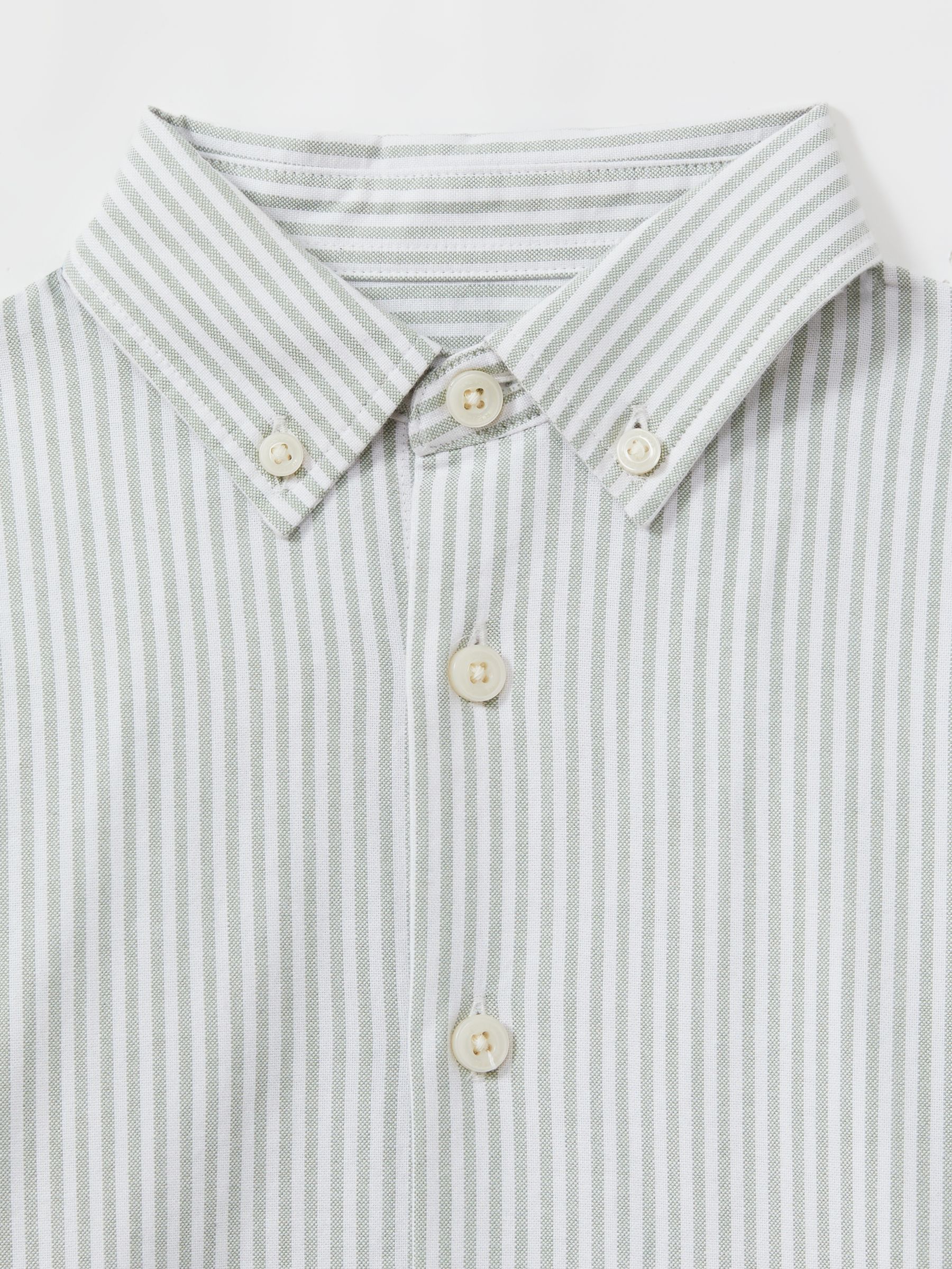 3-9 yrs Cotton Striped Oxford Shirt in Green/Offwhite - Image 4 of 4