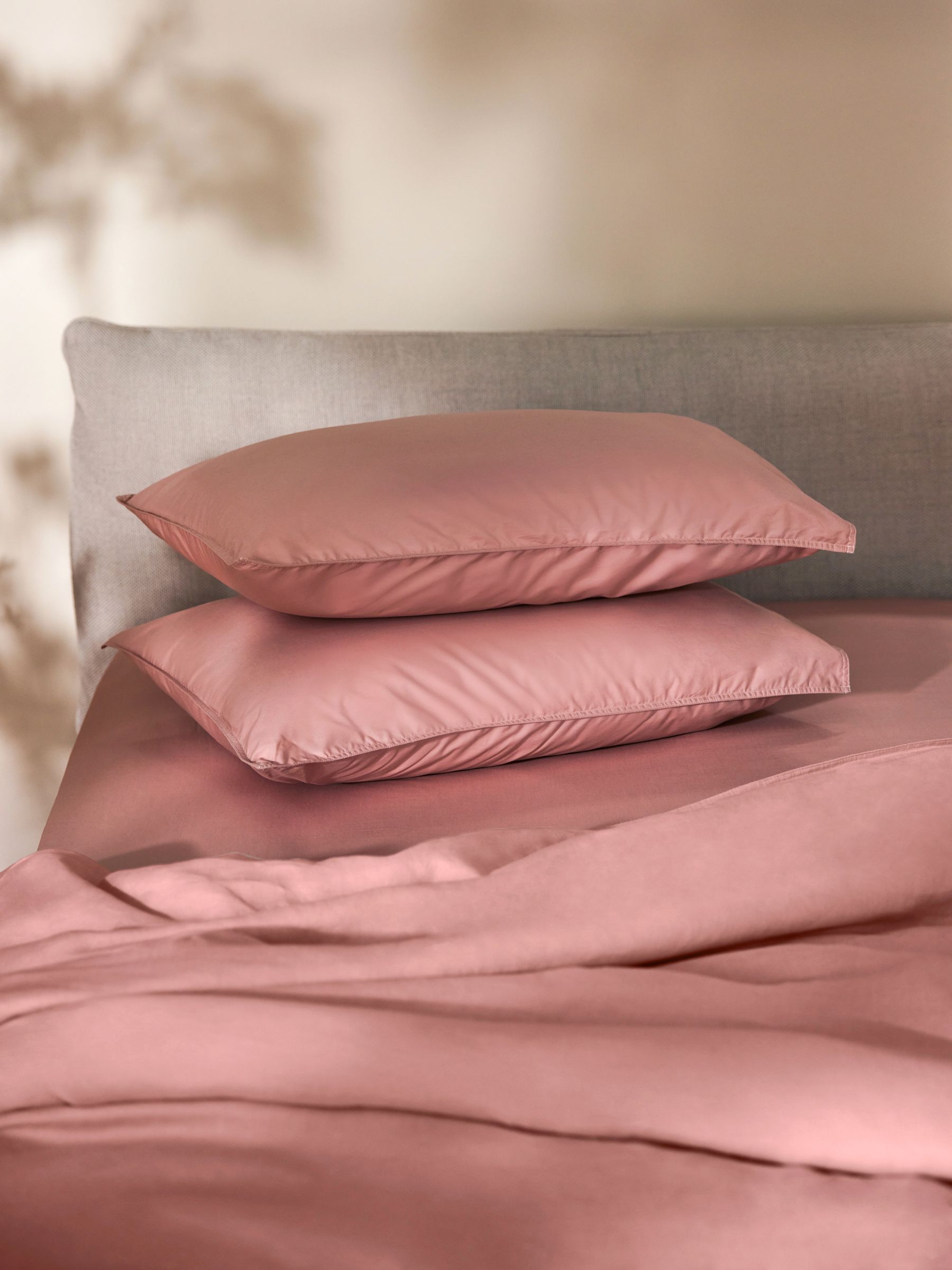 Cosy Washed Cotton Pillowcase Set of 2 in Dusty Rose - Image 1 of 4