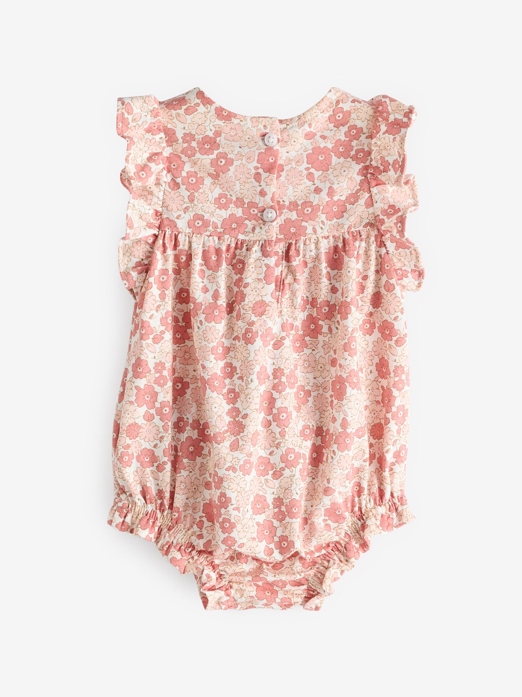 Pink Ruffle Print Baby Romper & Hat Set (Newborn-24mths) - Image 3 of 6