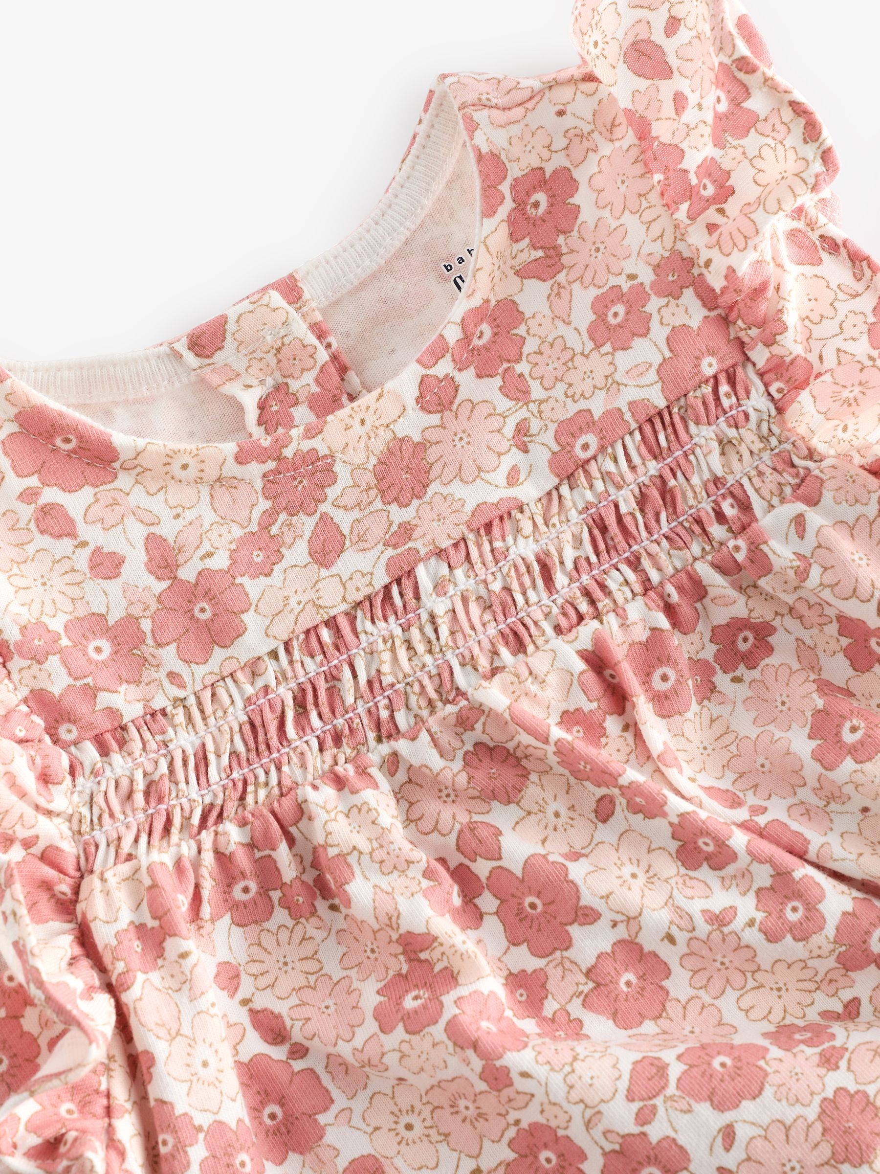 Pink Ruffle Print Baby Romper & Hat Set (Newborn-24mths) - Image 5 of 6