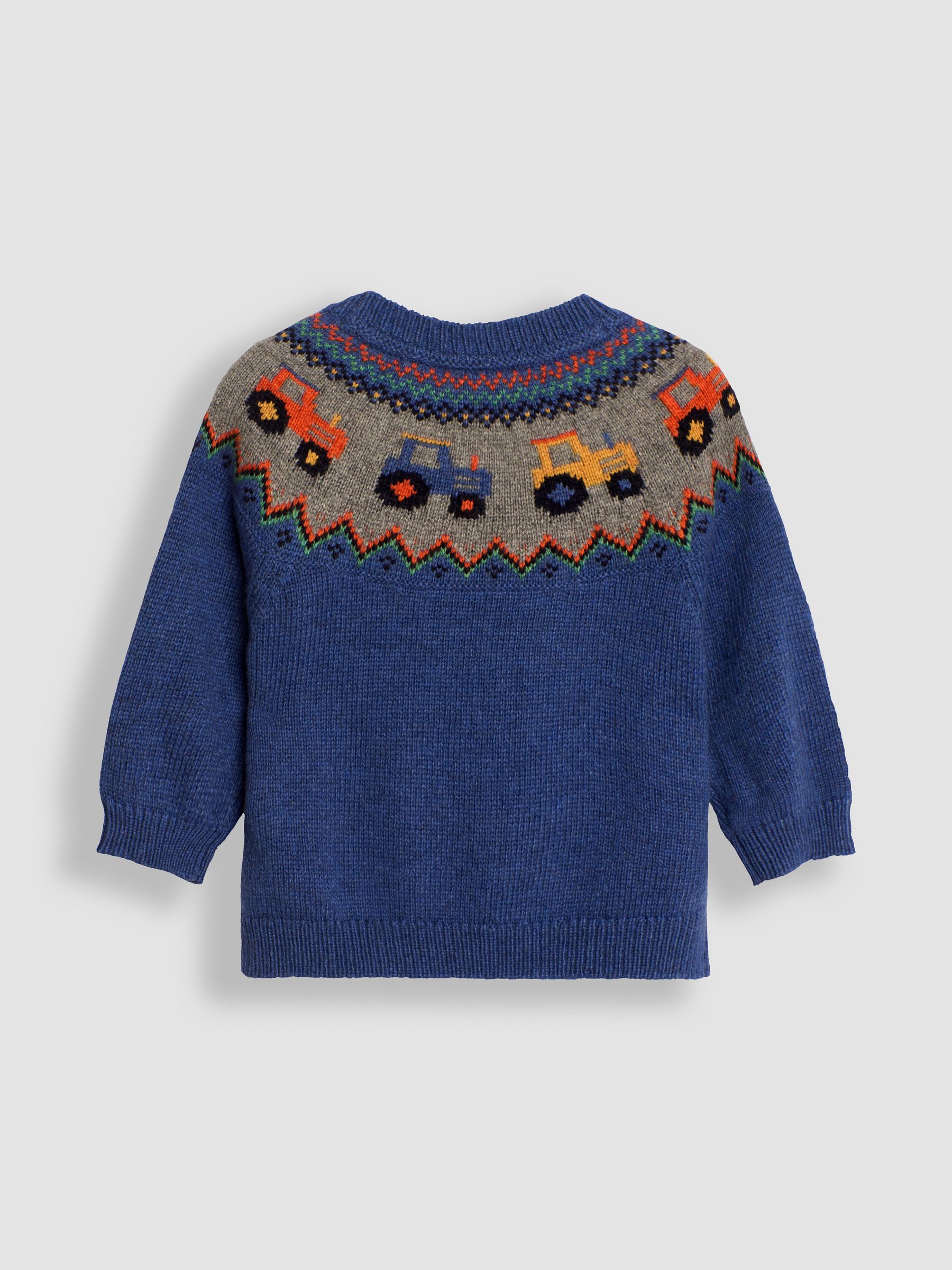 Denim Blue Tractor Knit Fair Isle Pattern Jumper - Image 2 of 3
